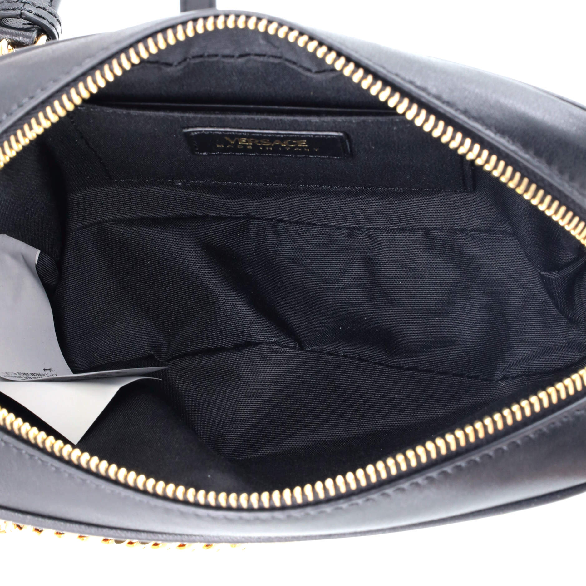 Medusa Icon Front Slip Pocket Camera Bag Quilted Leather Small