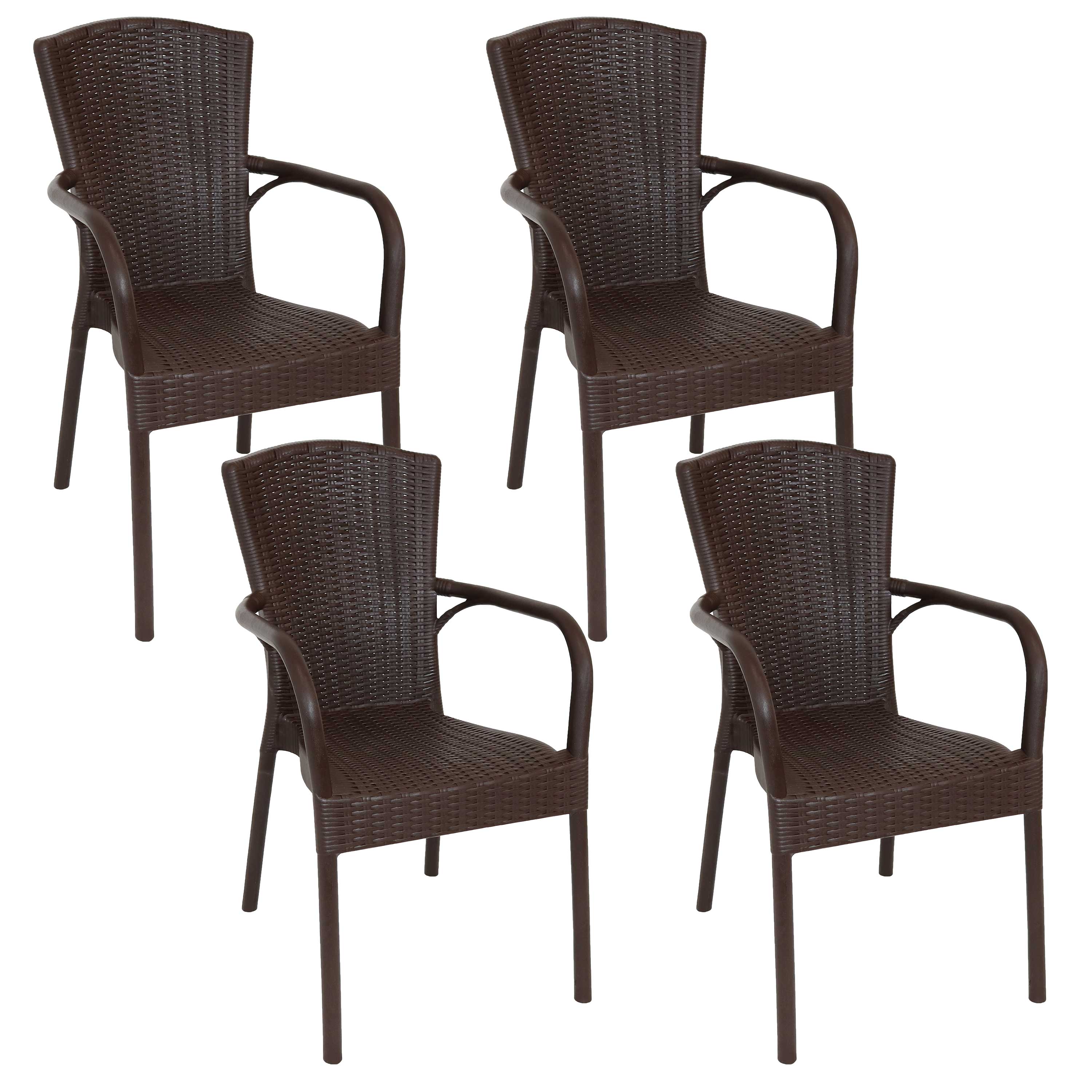 Sunnydaze Segesta Faux Wood Design Plastic All-Weather Commercial-Grade Outdoor Dining Chair - 4pk