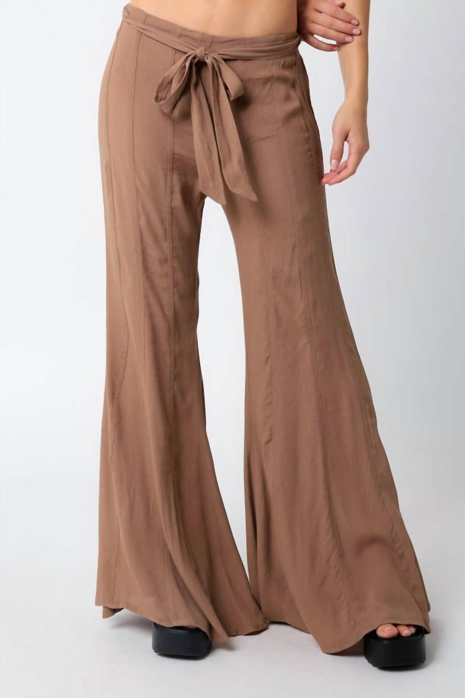 Shop Olivaceous Sabrina Flare Pant In Earth In Brown