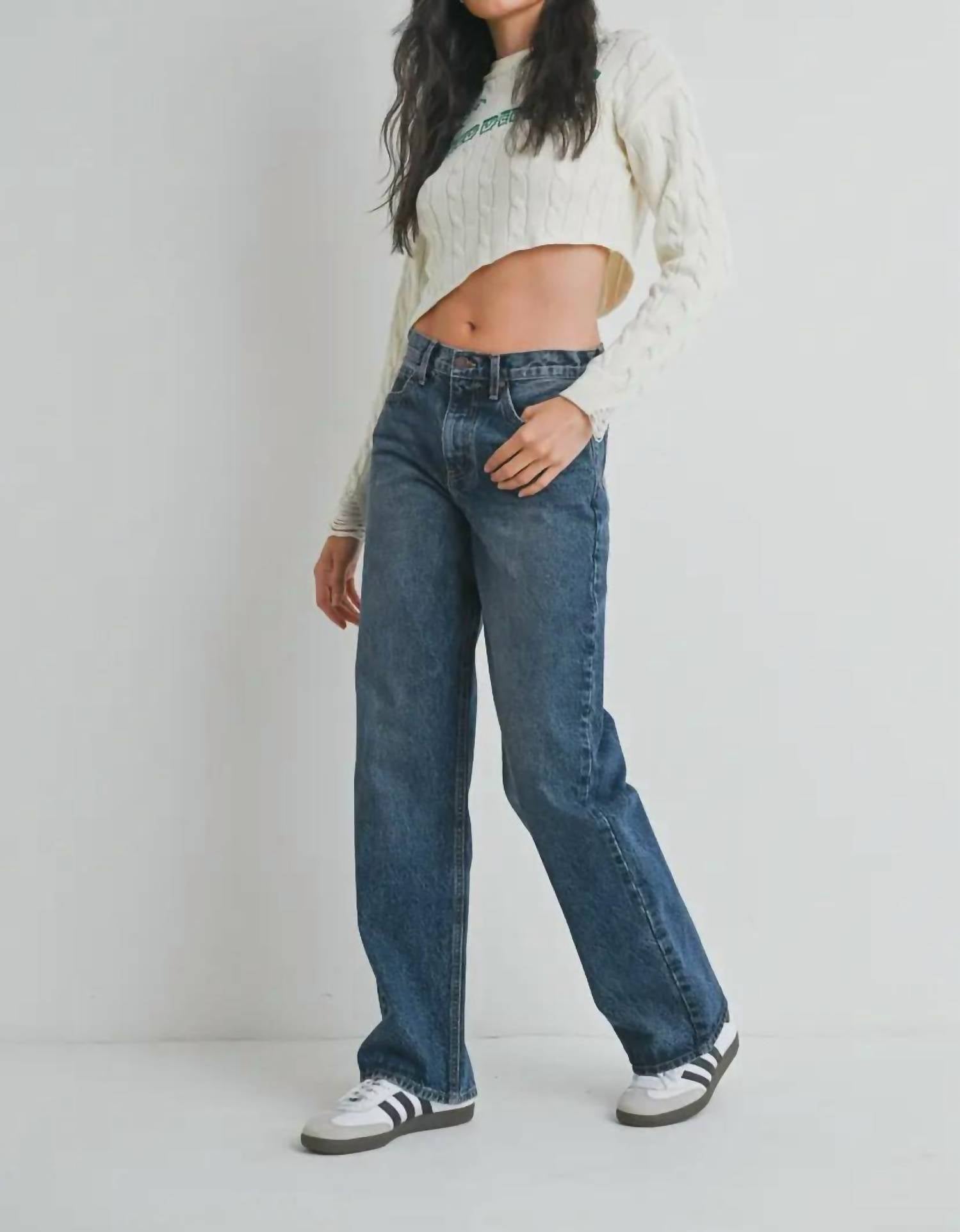 Relaxed Straight Denim In Dark Wash