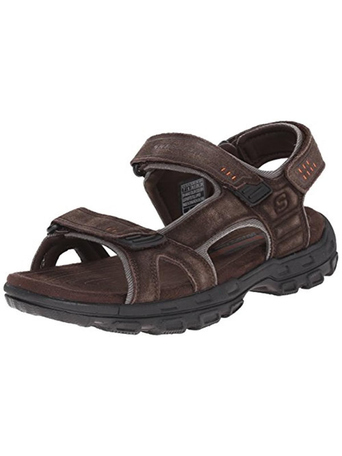 Skechers Gander Alex Mens Leather Relaxed Fit Flat Sandals In Brown