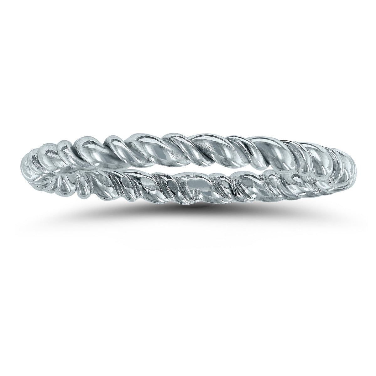 Sselects 1.7mm Rope Twist Wedding Band In 14k White Gold In Metallic