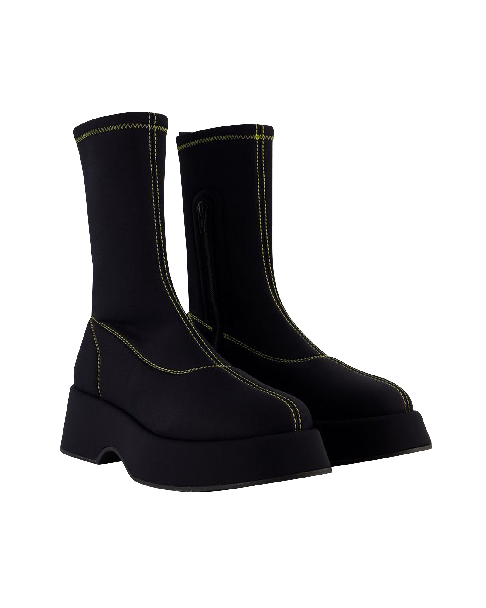image of Retro Flatform Ankle Boots - Ganni - Synthetic - Black