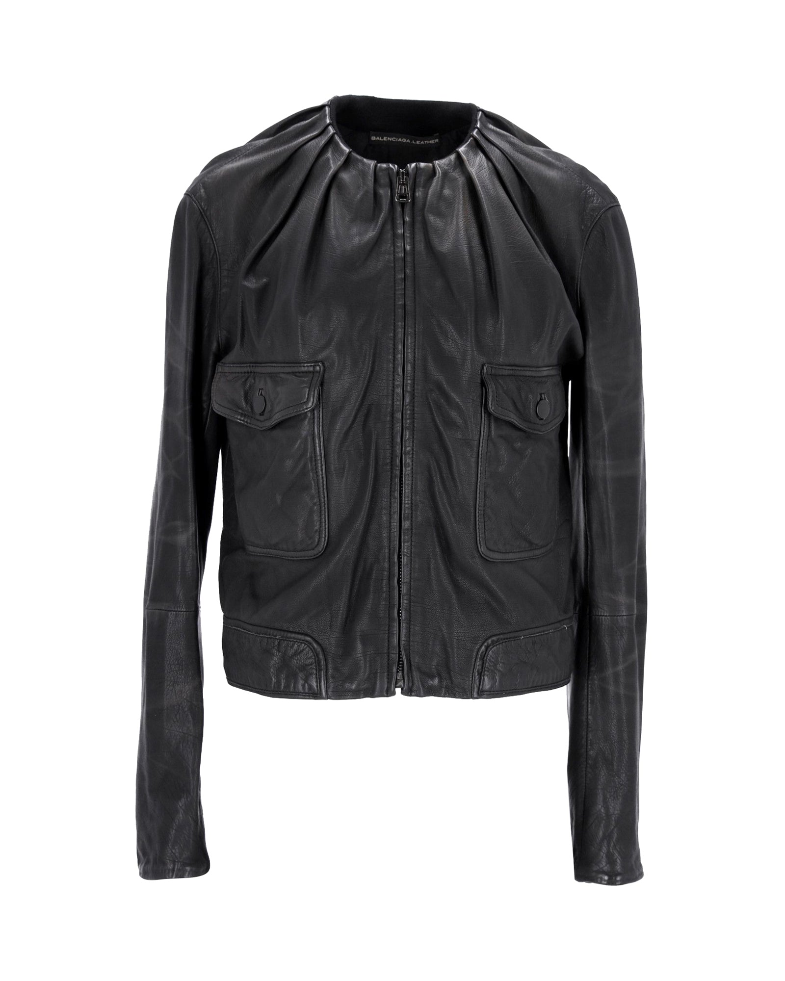 Image of Balenciaga Zipped Jacket in Black Leather