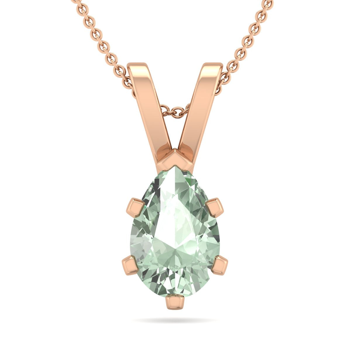 Sselects 3/4 Carat Pear Shape Amethyst Necklace In 14k Rose Gold Over Sterling