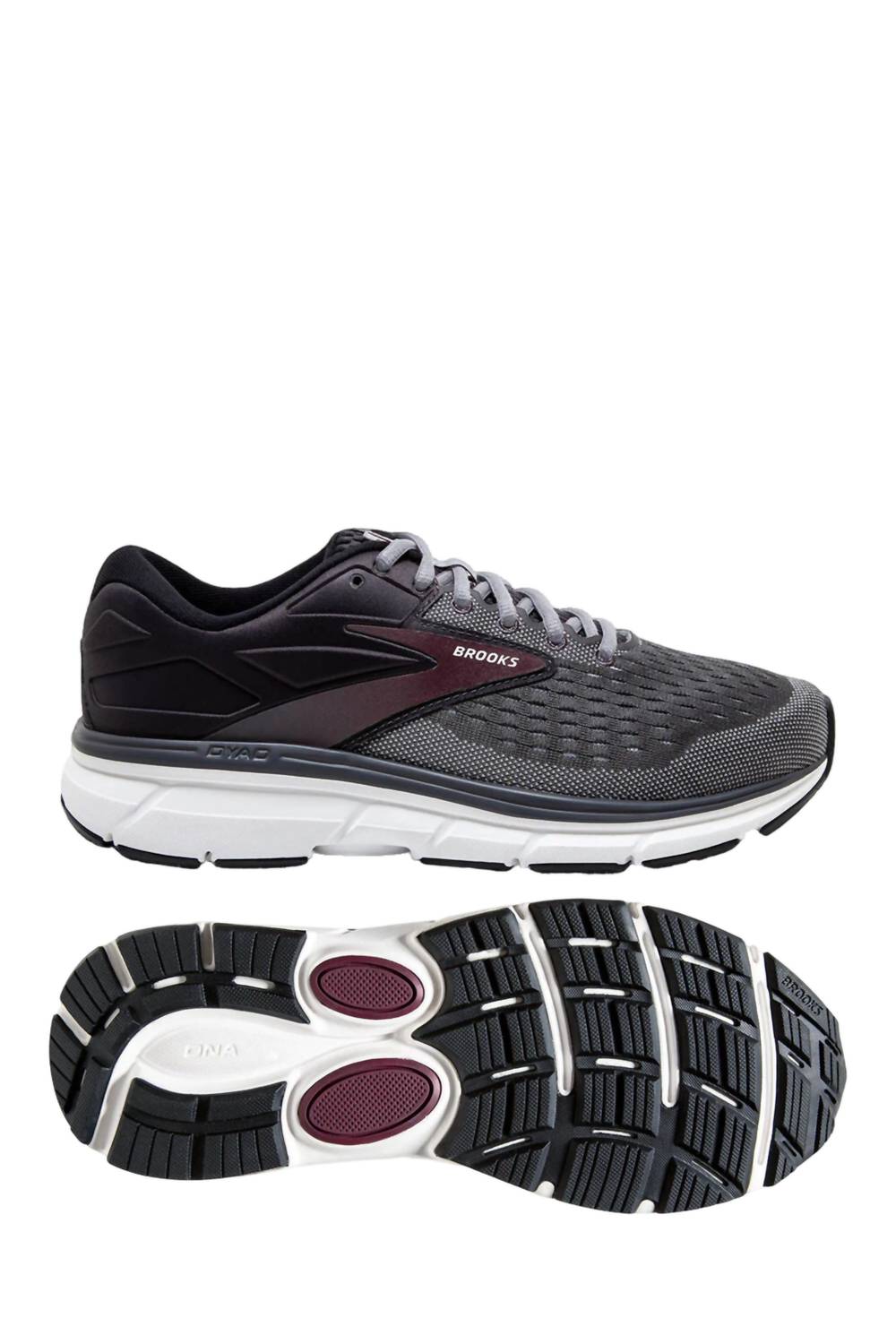 Brooks Men's Dyad 11 Running Shoes - D/medium Width In Blackened Pearl/alloy/red In Multi