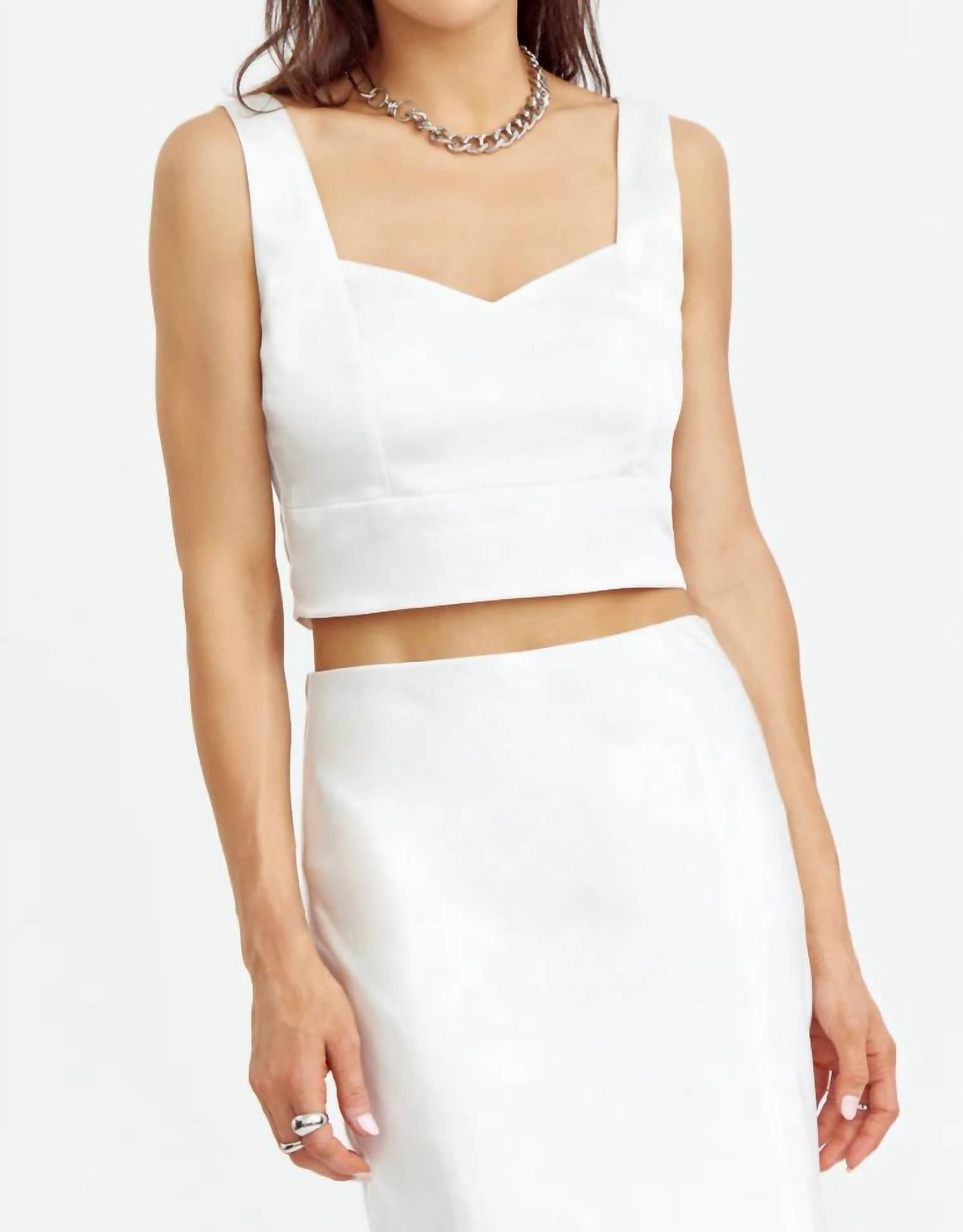 Greylin Babel Satin Cropped Top In Off White
