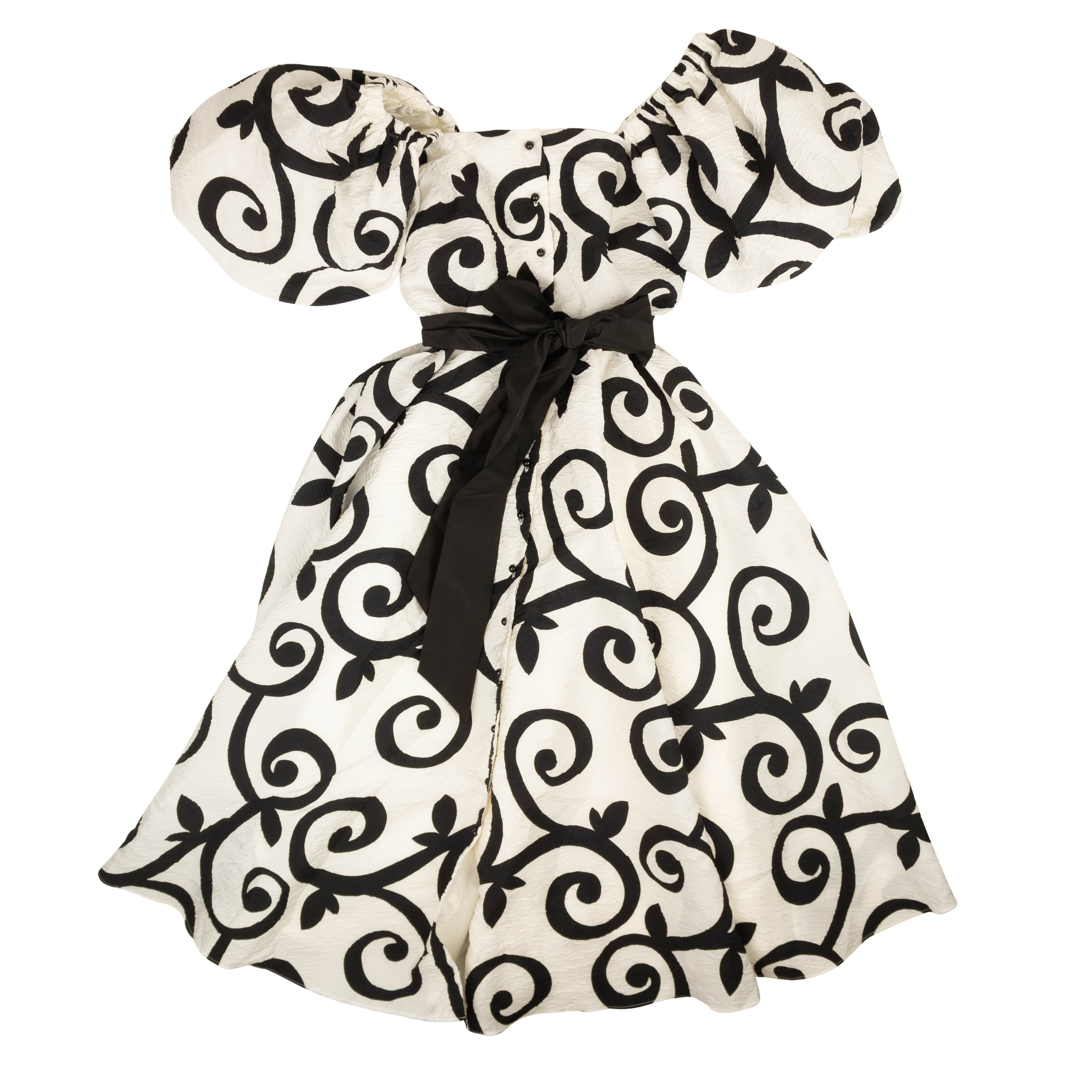 Rodarte Cloque Swirl Dress - Black/white In Multi