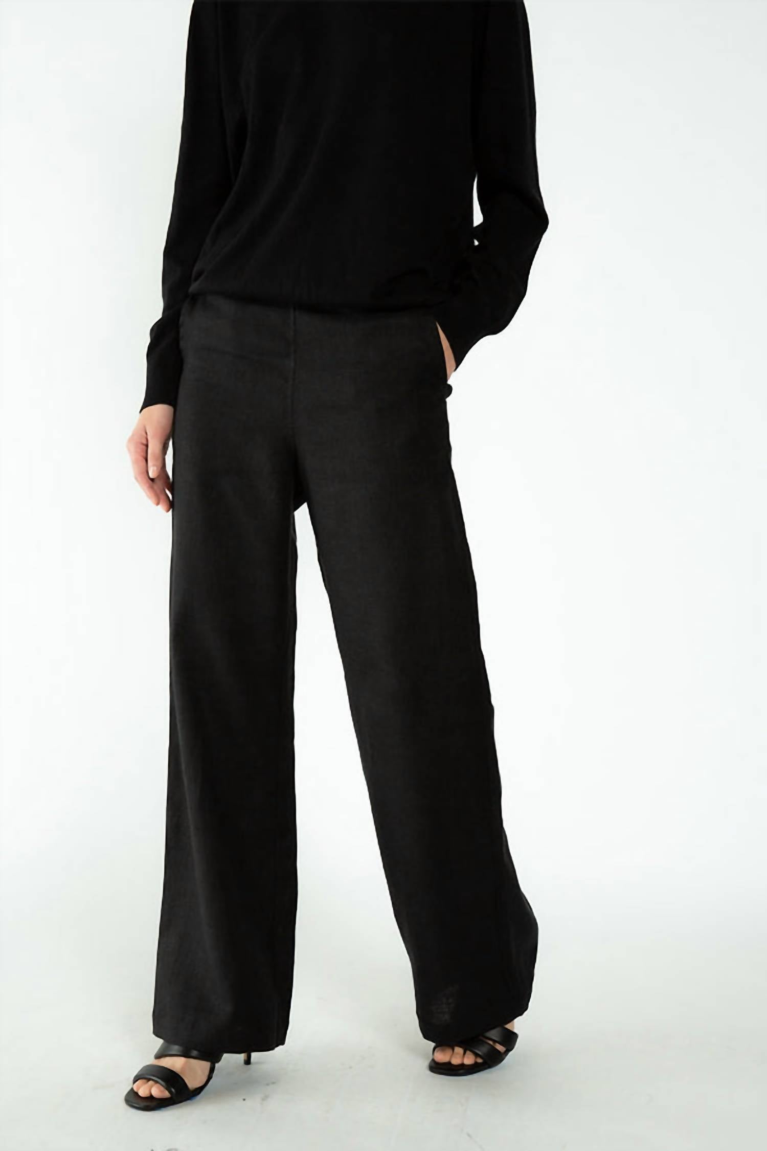 Neu Nomads Cara Linen Palazzo Pants In Black