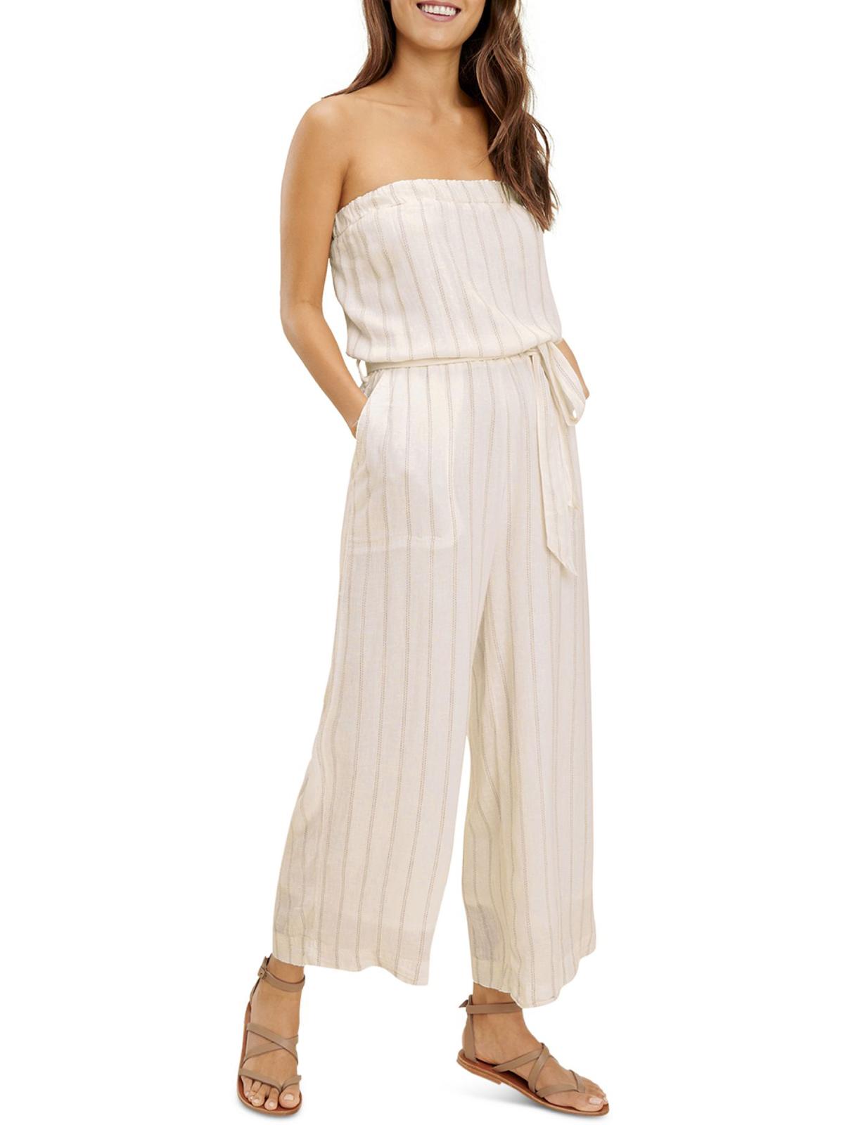 Splendid June Womens Linen Blend Striped Jumpsuit In Multi