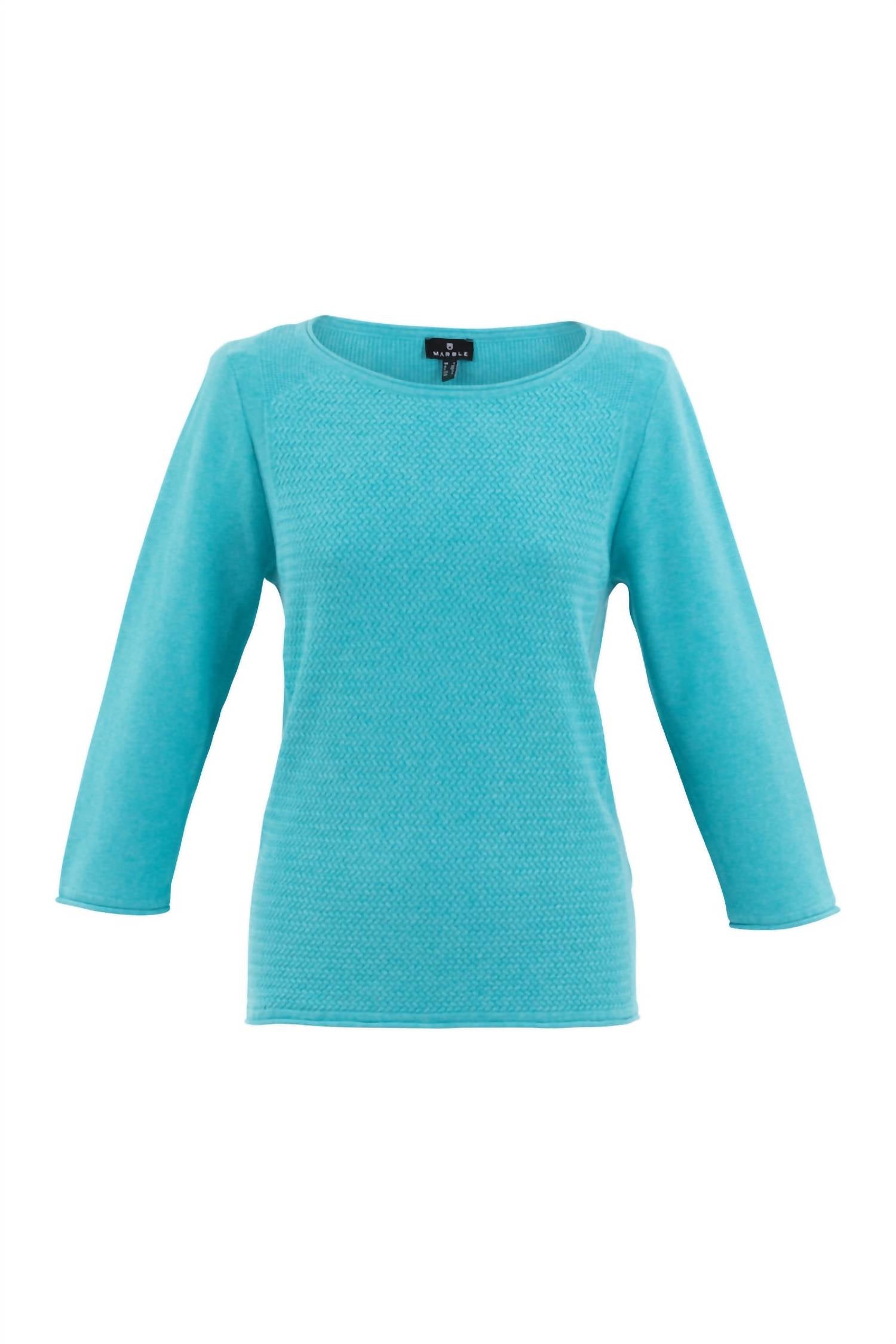 Marble Women's Patterned Knit Sweater In Blue