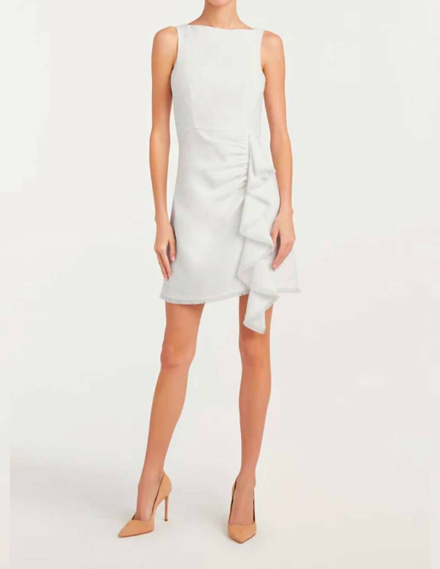 Cinq À Sept Bethel Draped-ruffle Sleeveless Crepe Mini Dress In Multi