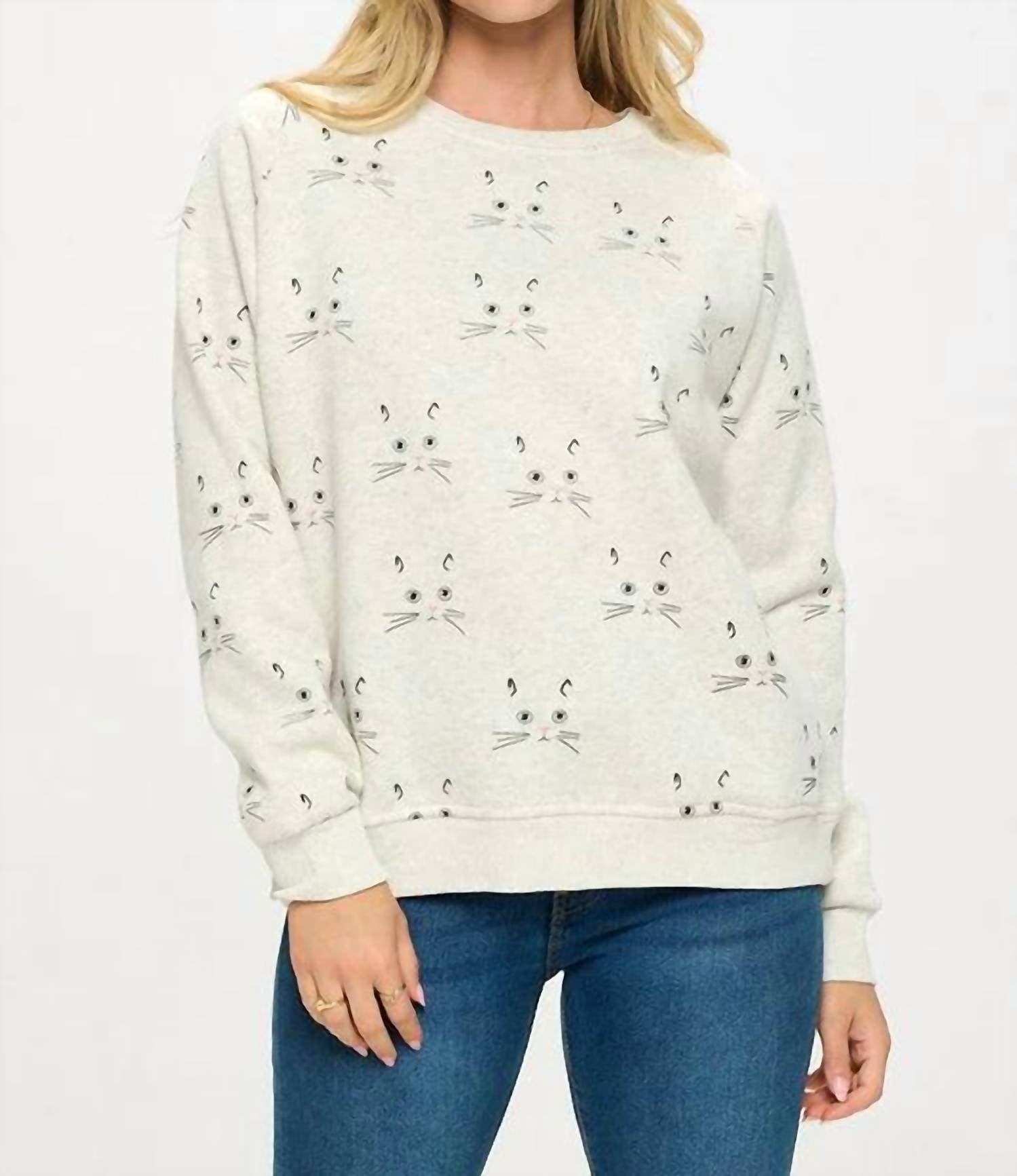 Sm Wardrobe Luna Cat Sweats Lounge Set In White