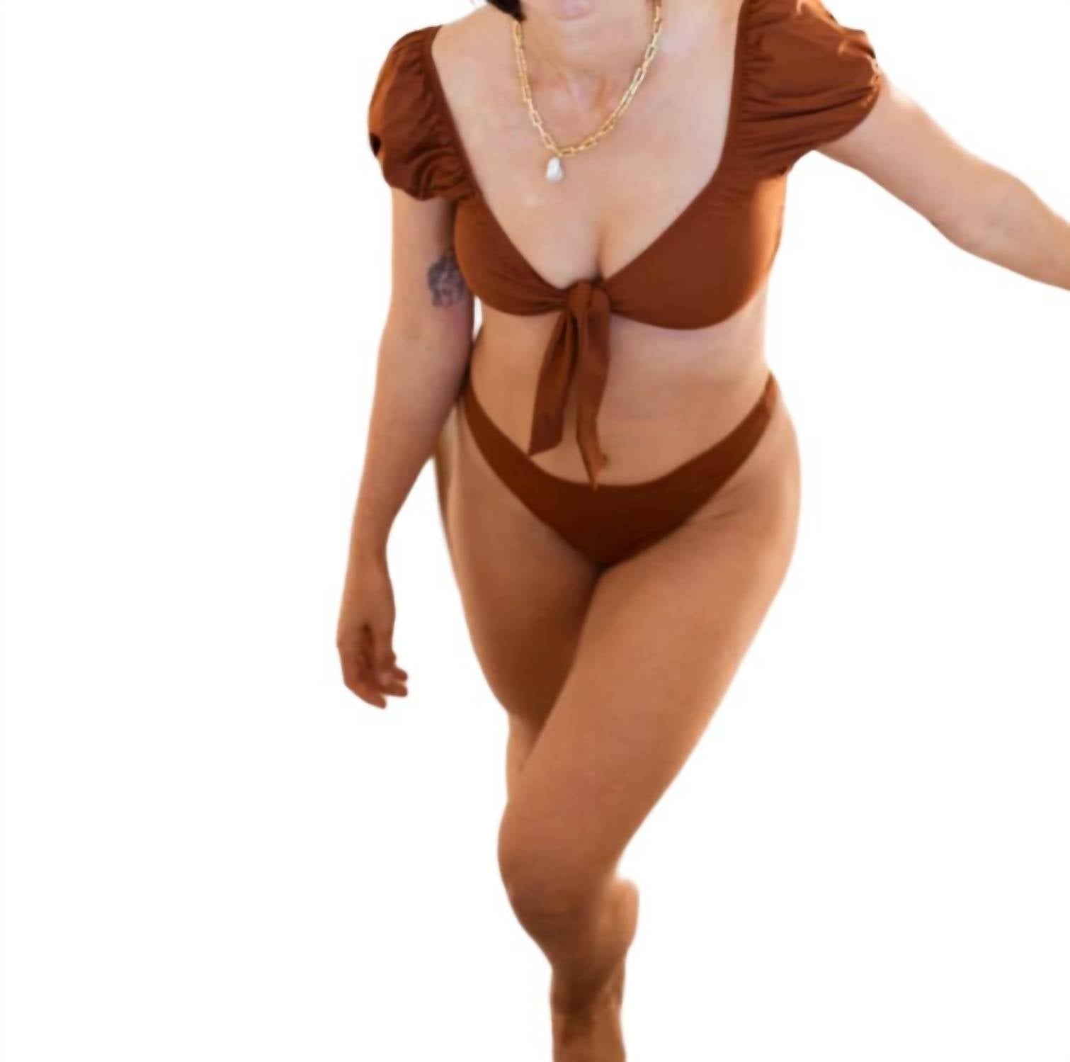 Olive Surf The Breelyn Bikini Bottom In Morocco In Brown