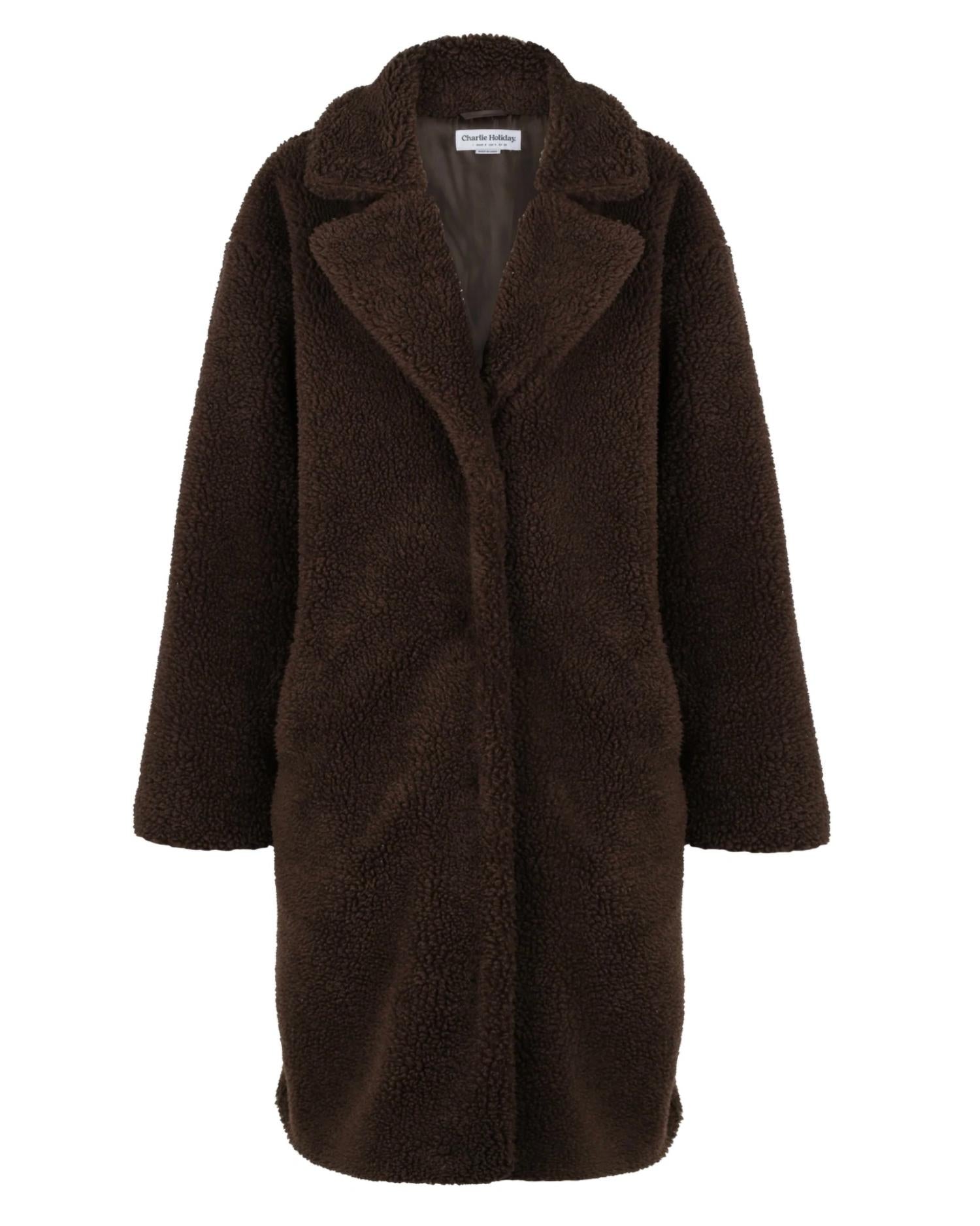 Shop Charlie Holiday Baker Teddy Coat In Chocolate Brown