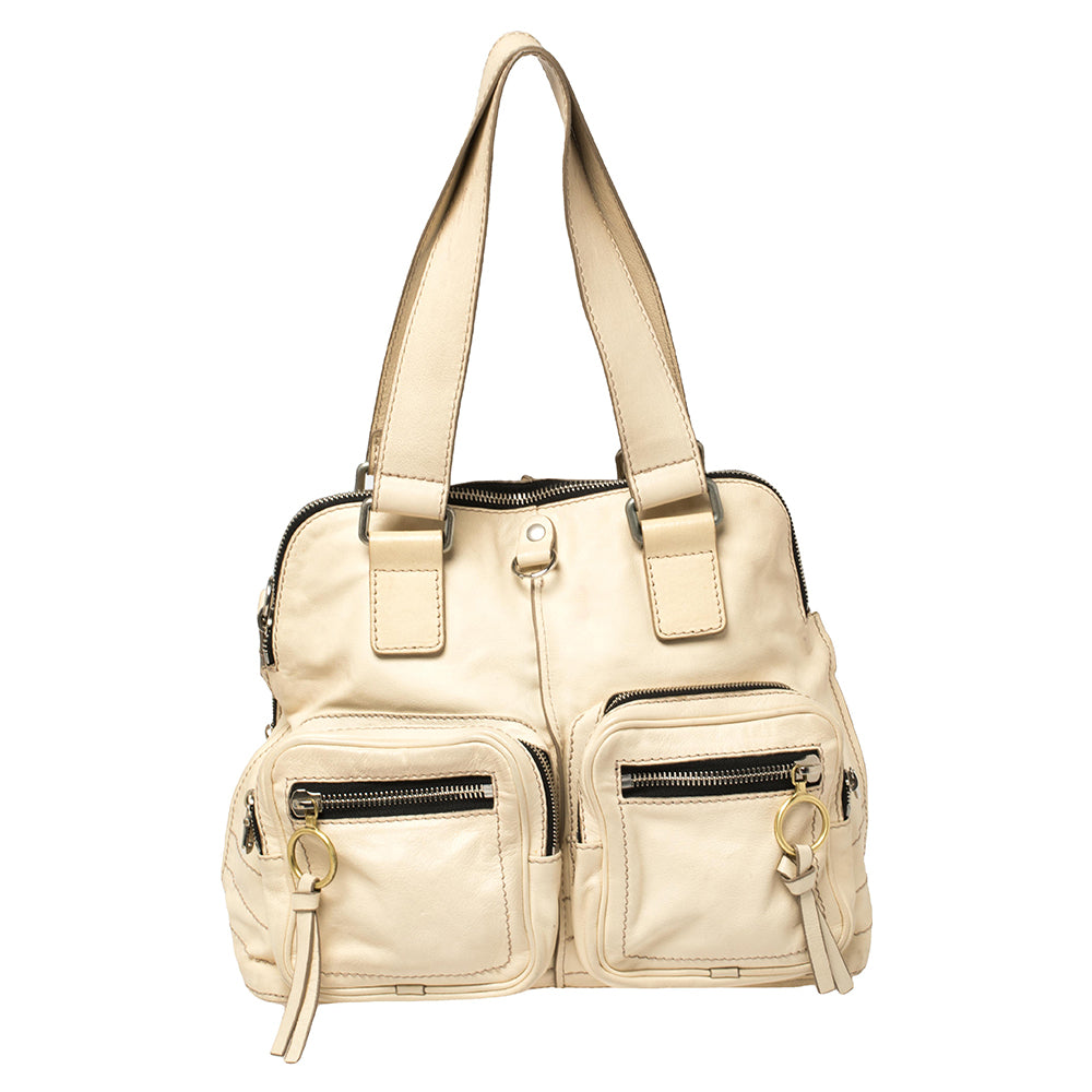 Chloé Leather Large Betty Satchel In White