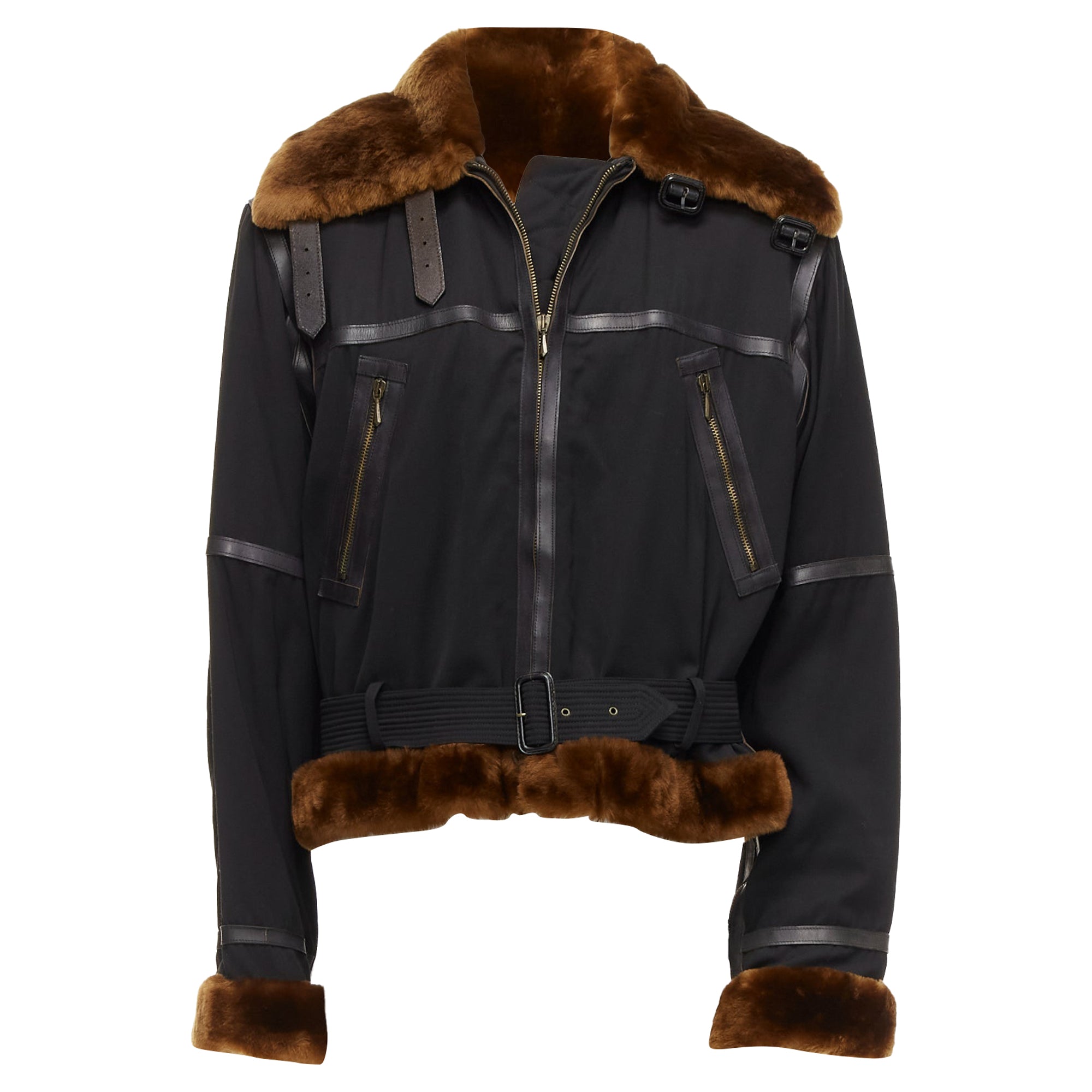 image of Jean Paul Gaultier Homme Faux Fur Aviator Flight Jacket