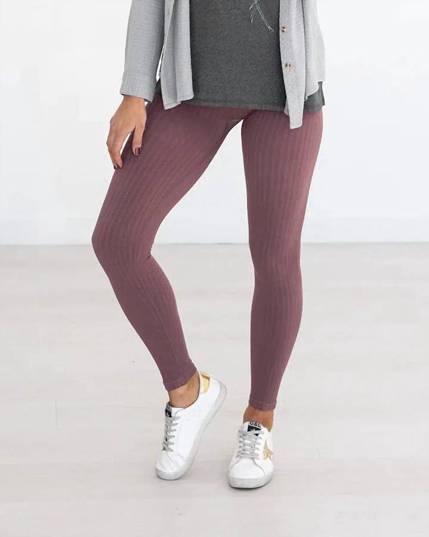 Grace & Lace Seamless Ribbed Legging In Vintage Violet In Burgundy