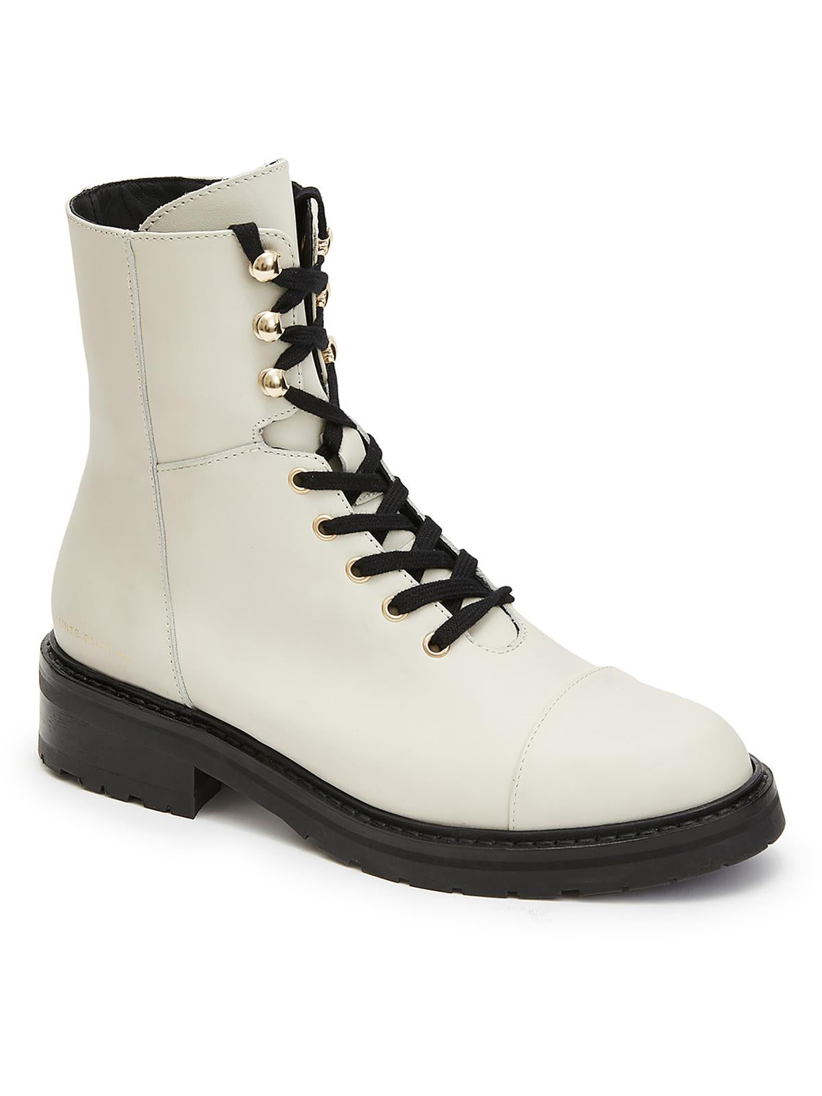 Allsaints Dusty Womens Leather Almond Toe Combat & Lace-up Boots In White