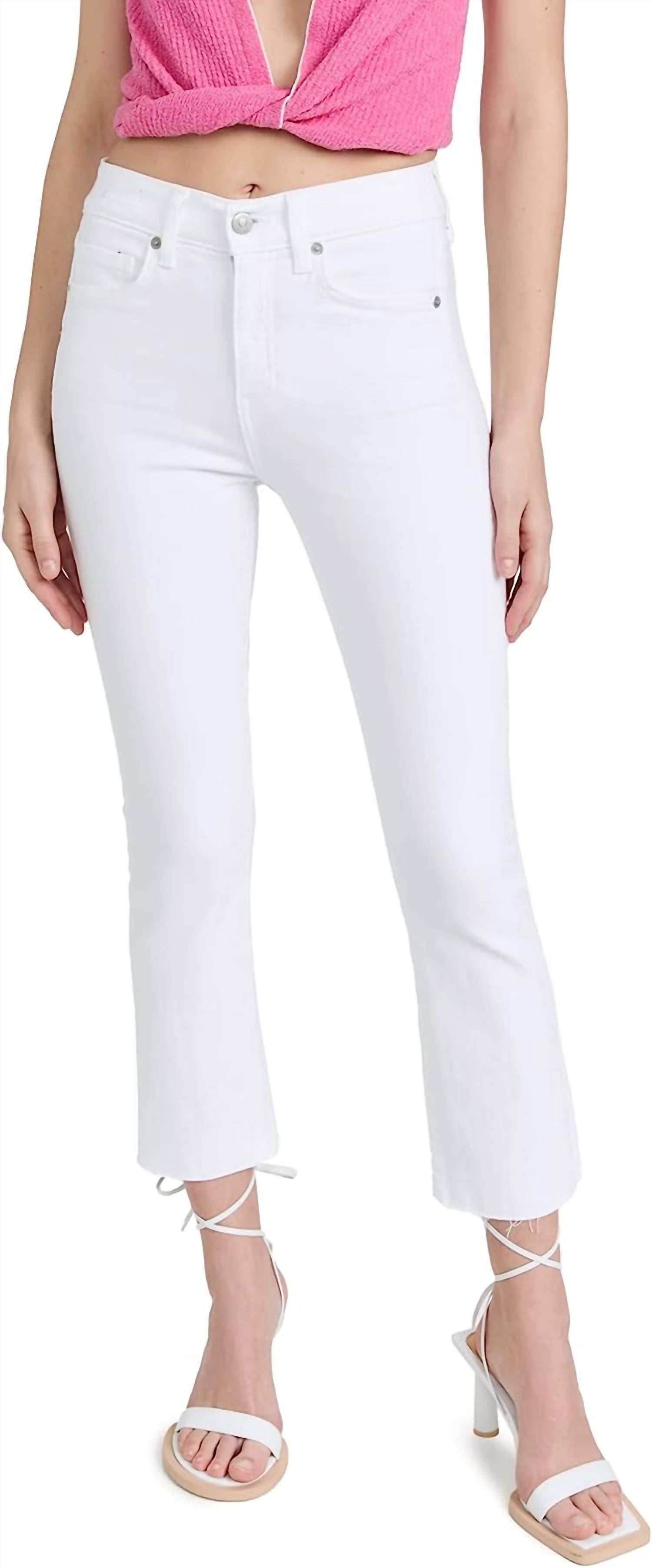 Shop Veronica Beard Carly Kick Flare Raw Hem Jeans In White
