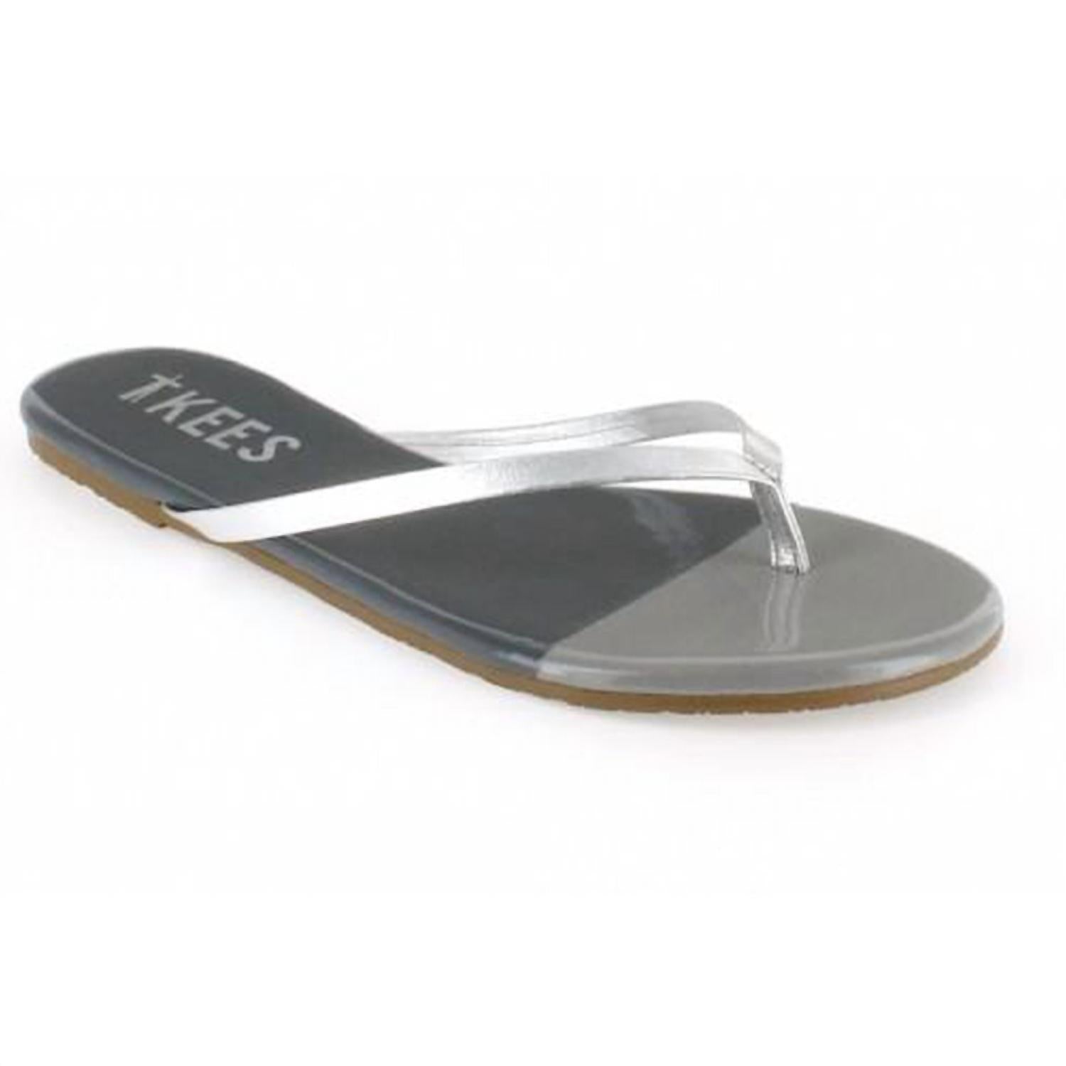 Shop Tkees French Tips Thong Sandal In Silver Storm
