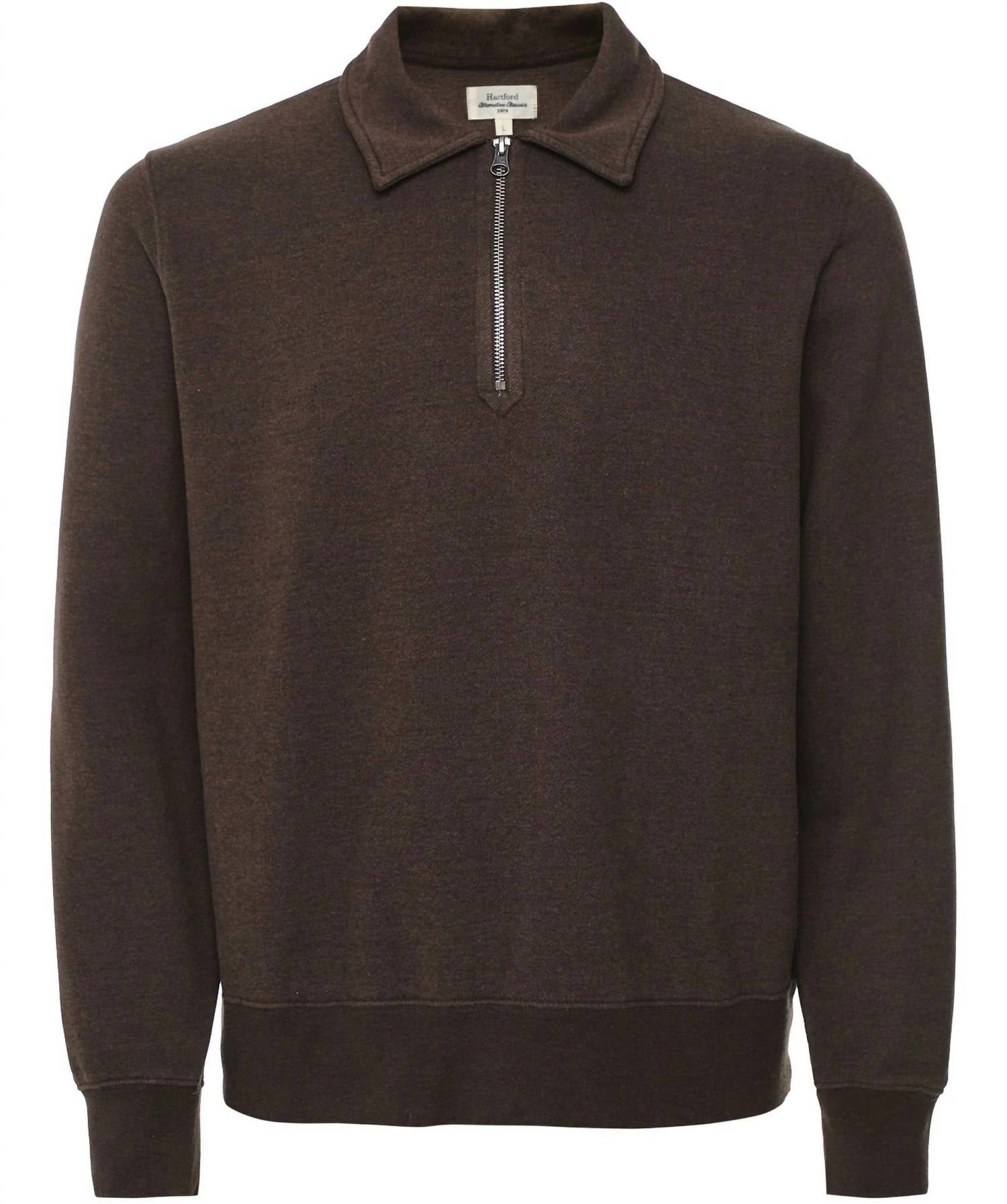 Shop Hartford Zip Polo Sweater In Maroon In Brown