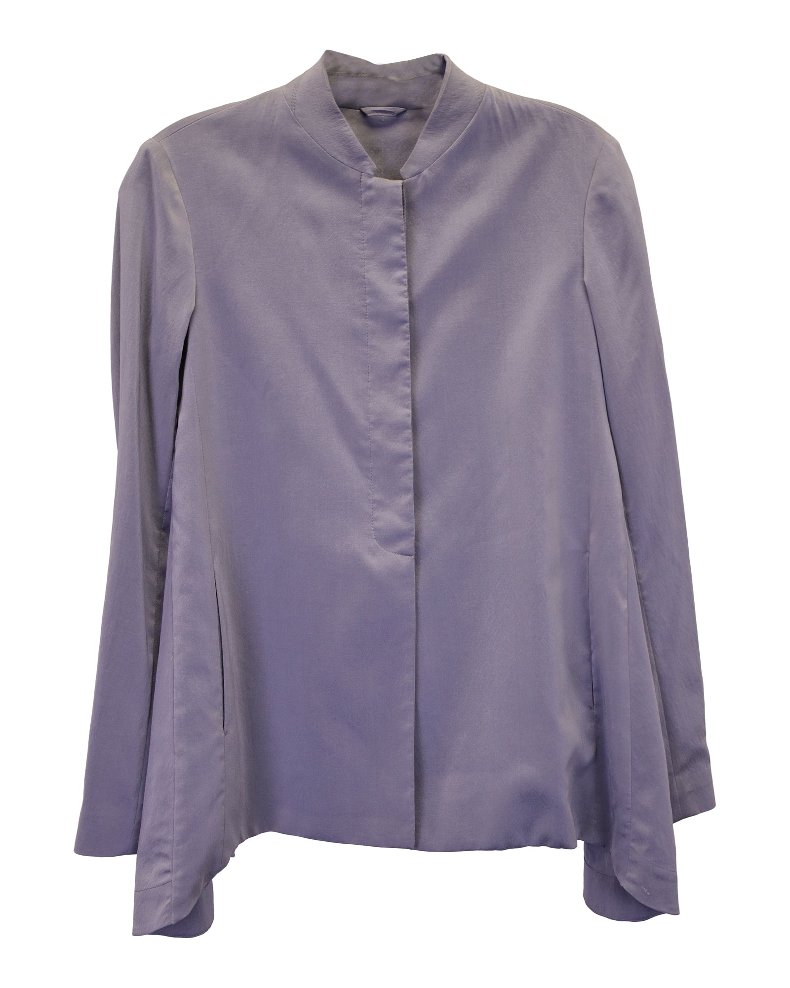 image of Brunello Cucinelli Button-Up Top in Gray Silk