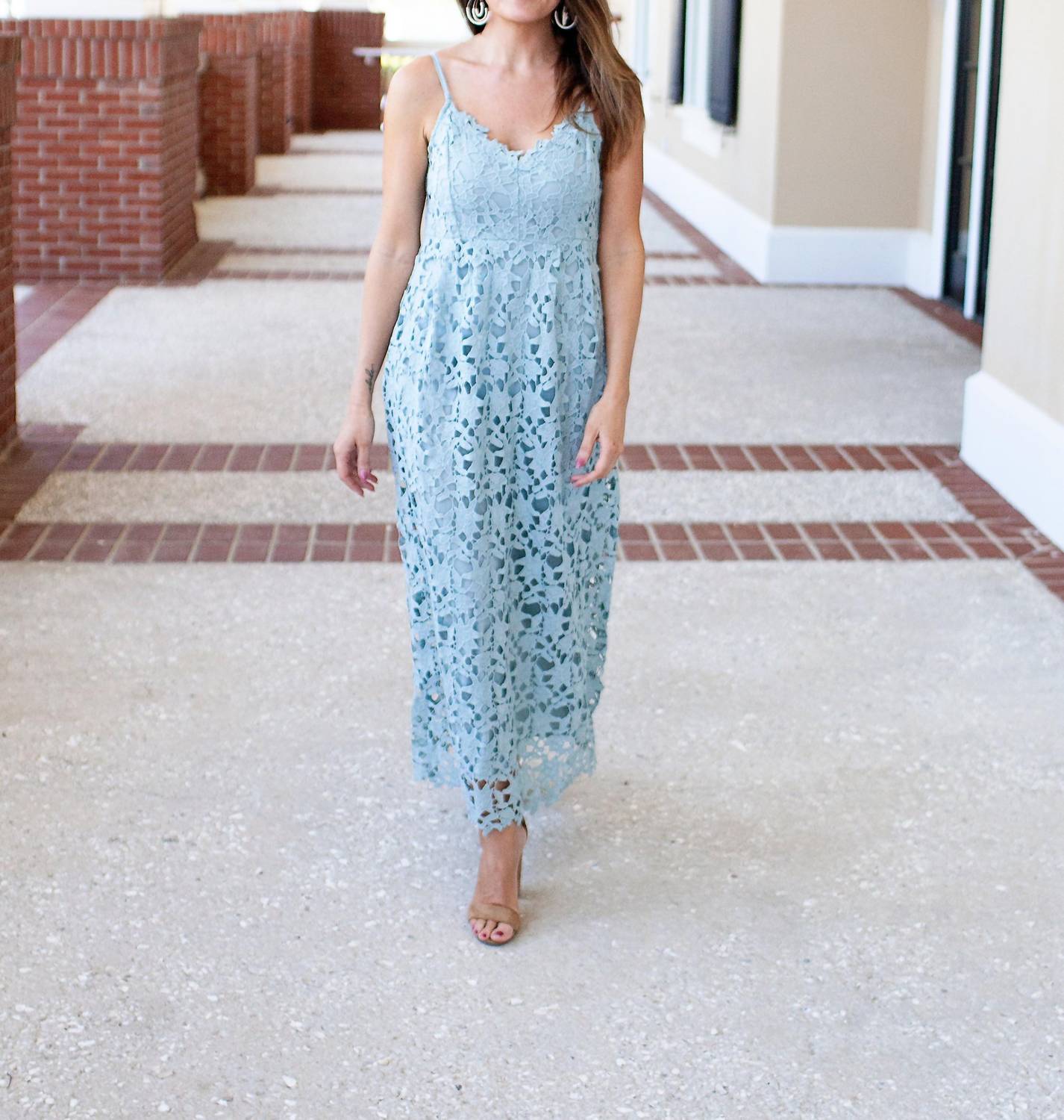 Shop And The Why Layla Lace Maxi Dress In Mint In Blue