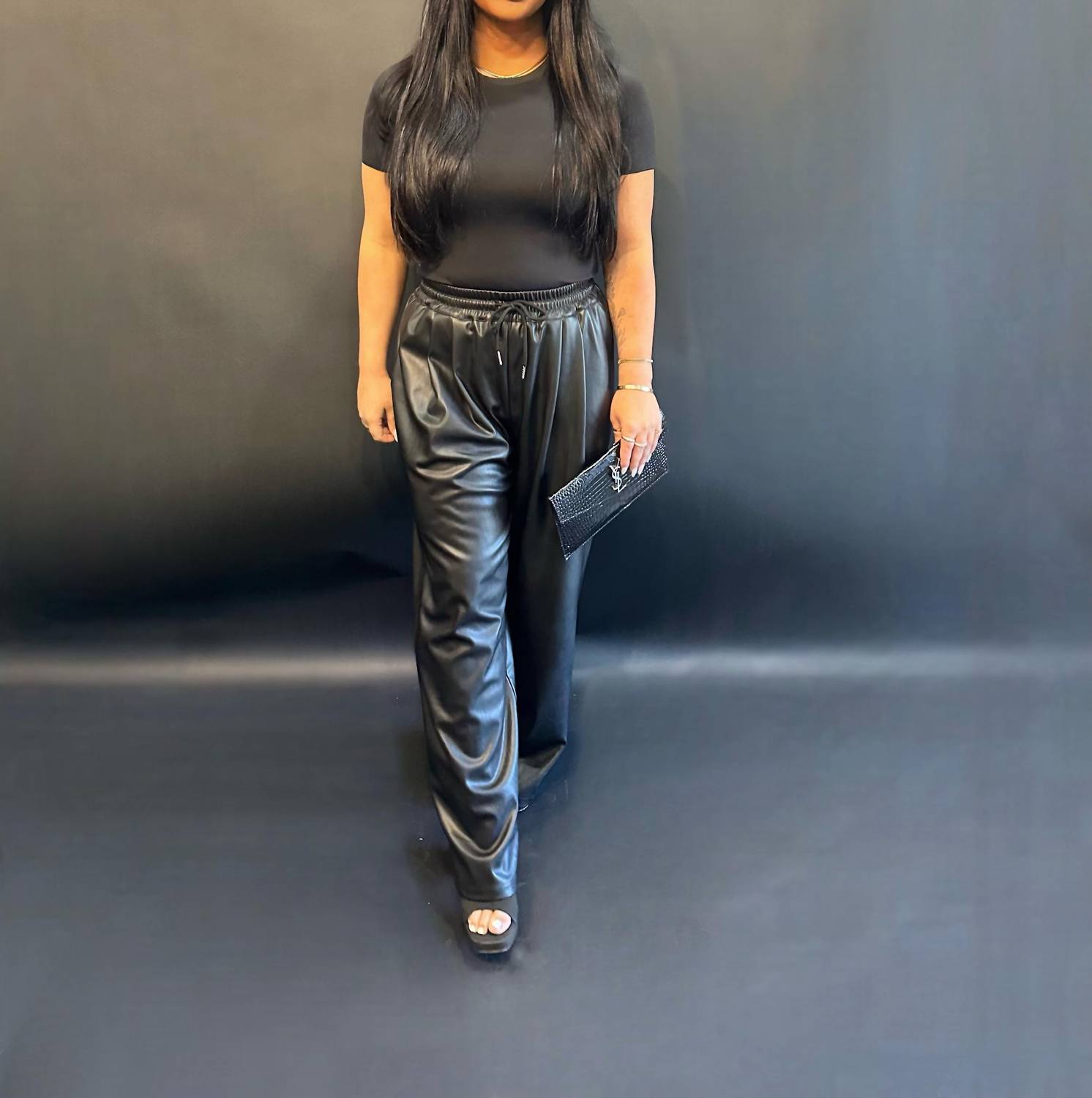 Shop Find Me Now Harper Baggy Pant In Black In Silver