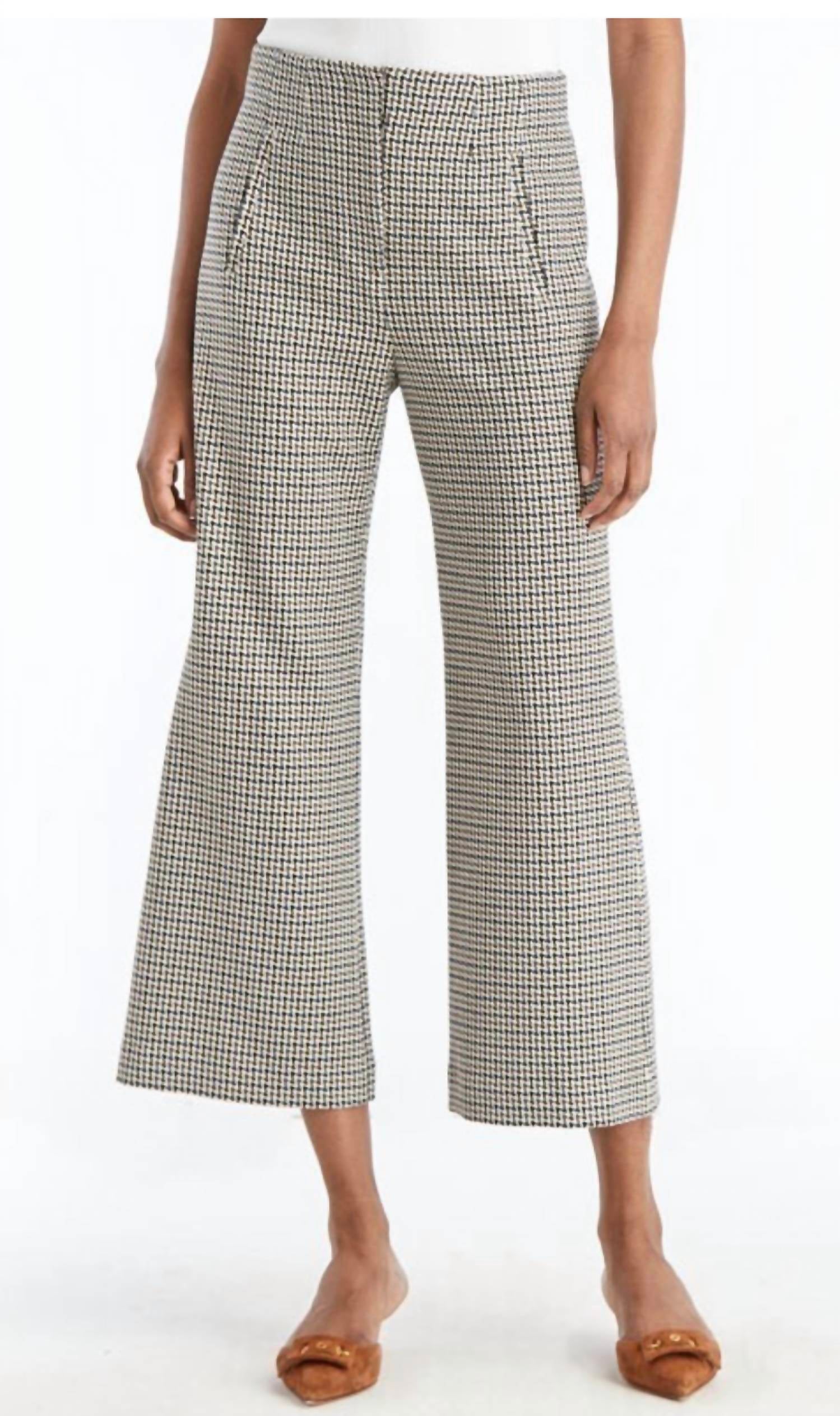 Veronica Beard Dova Pant In Houndstooth In Gray