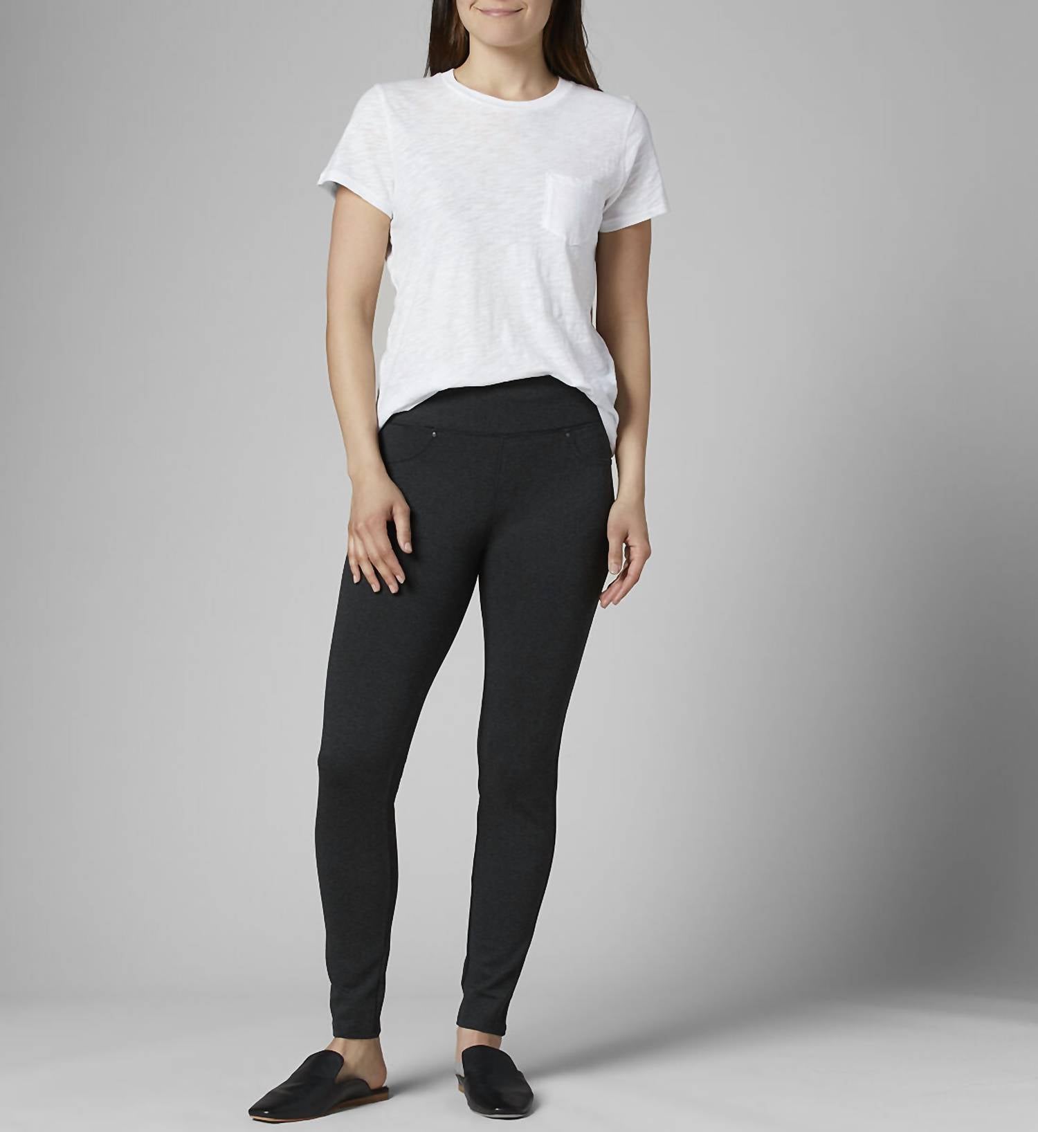 Shop Jag Ricki Mid Rise Leggings In Charcoal Heather In Black