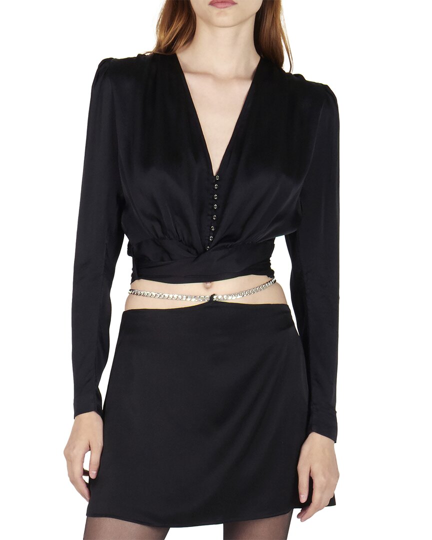 Shop Secret Mission Cala Silk Top In Black