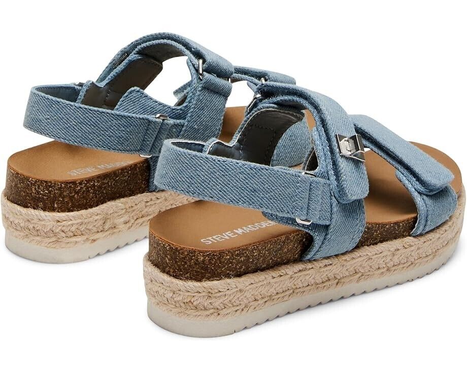 Steve Madden Big Mona Strappy Little Kids 5 Blue Denim Platform Sandals ZPO959