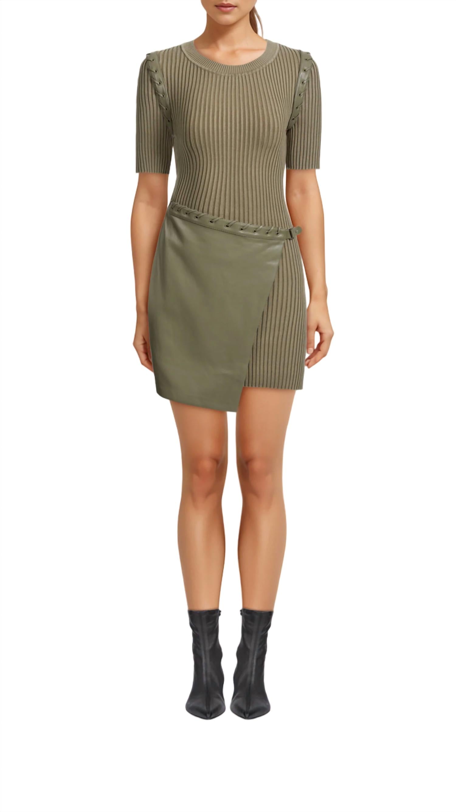 Shop Jonathan Simkhai Gianina Mini Dress In Olivine In Brown