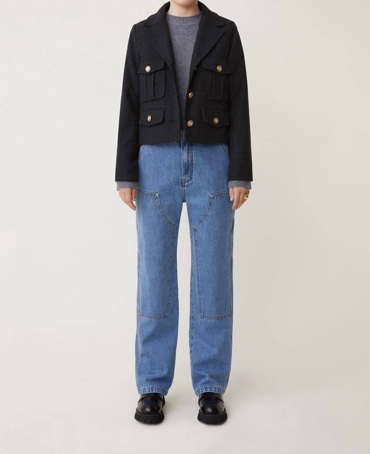 Suncoo Darcy Blazer Jacket In Black In Black