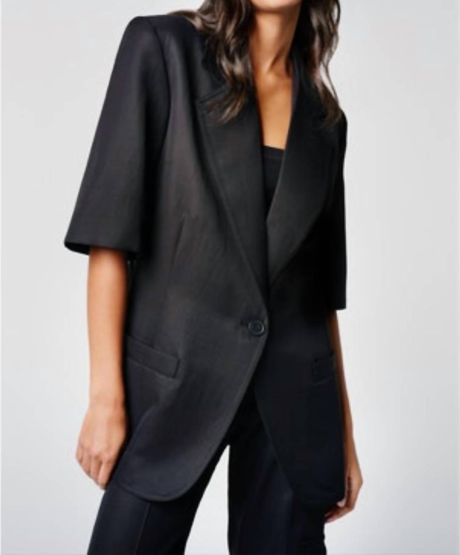 Shop Smythe Short Sleeve Oversized Blazer In Black
