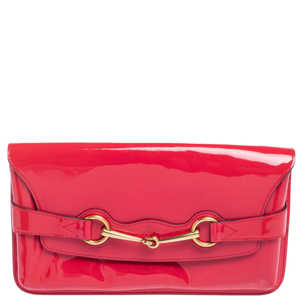 Image of Gucci Patent Leather Bright Bit Clutch