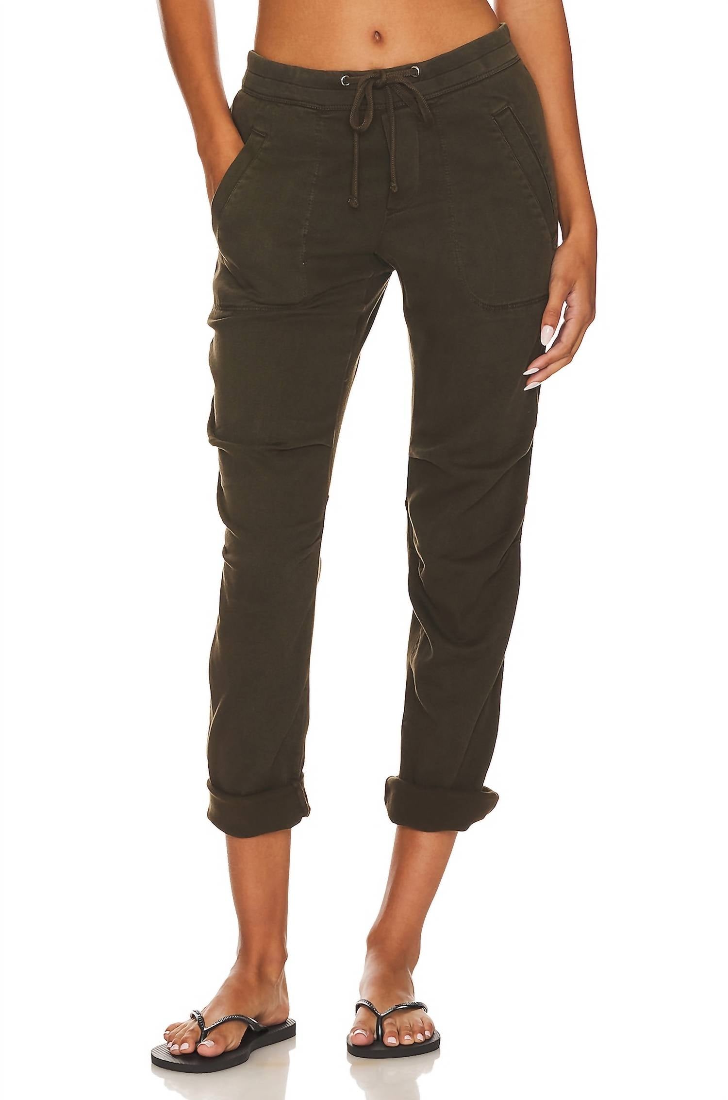 Shop James Perse Women's Soft Drape Utility Pant In Smoky Green In Brown