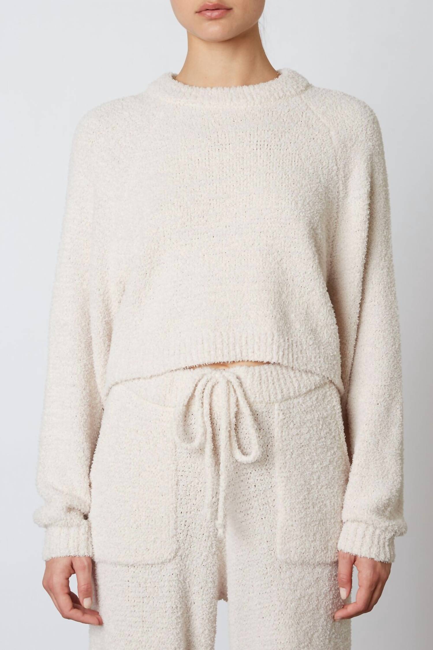 Shop Nia Cropped Raglan Sweater In Natural In Beige