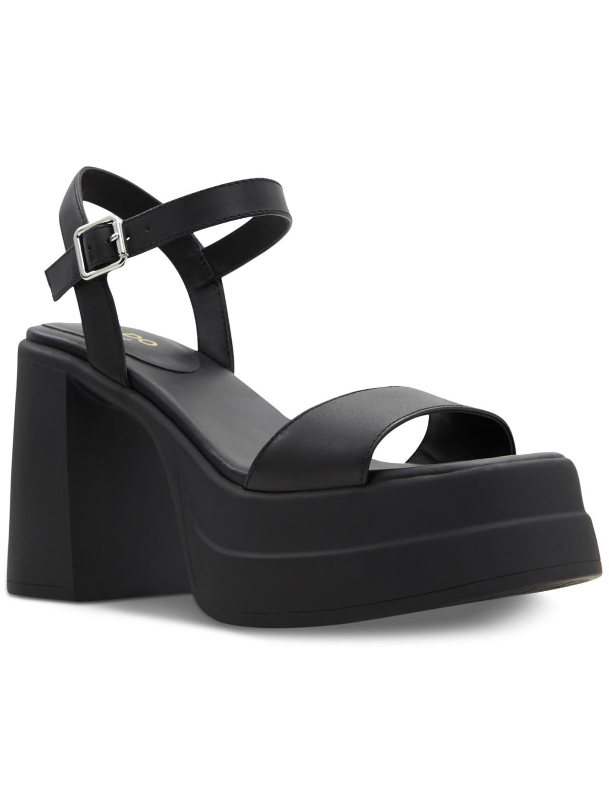 Shop Aldo Taina Womens Leather Ankle Strap Platform Sandals In Black