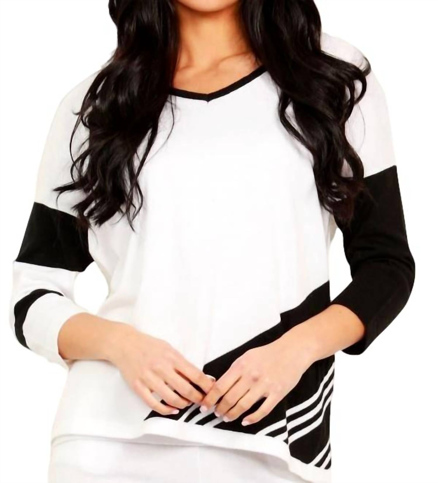 Shop Angel Abstract V-neck Pullover In White/black
