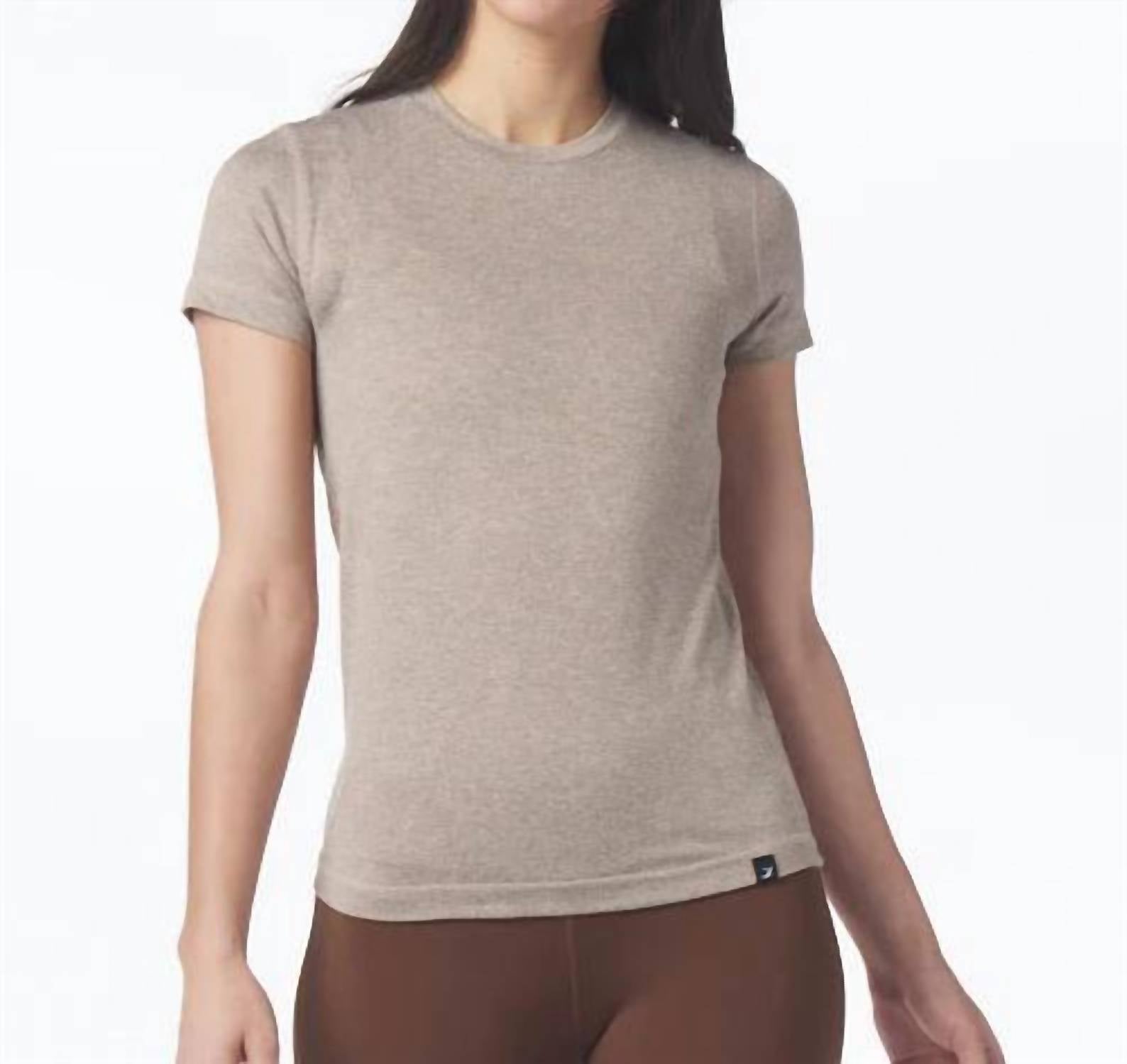 Shop Glyder Simplicity Tee In Mocha Heather In Beige