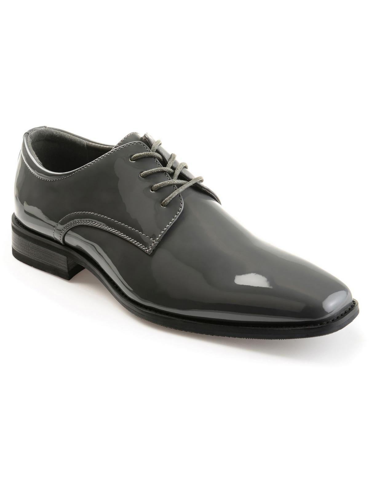 Shop Vance Co. Cole Mens Patent Lace-up Oxfords In Grey