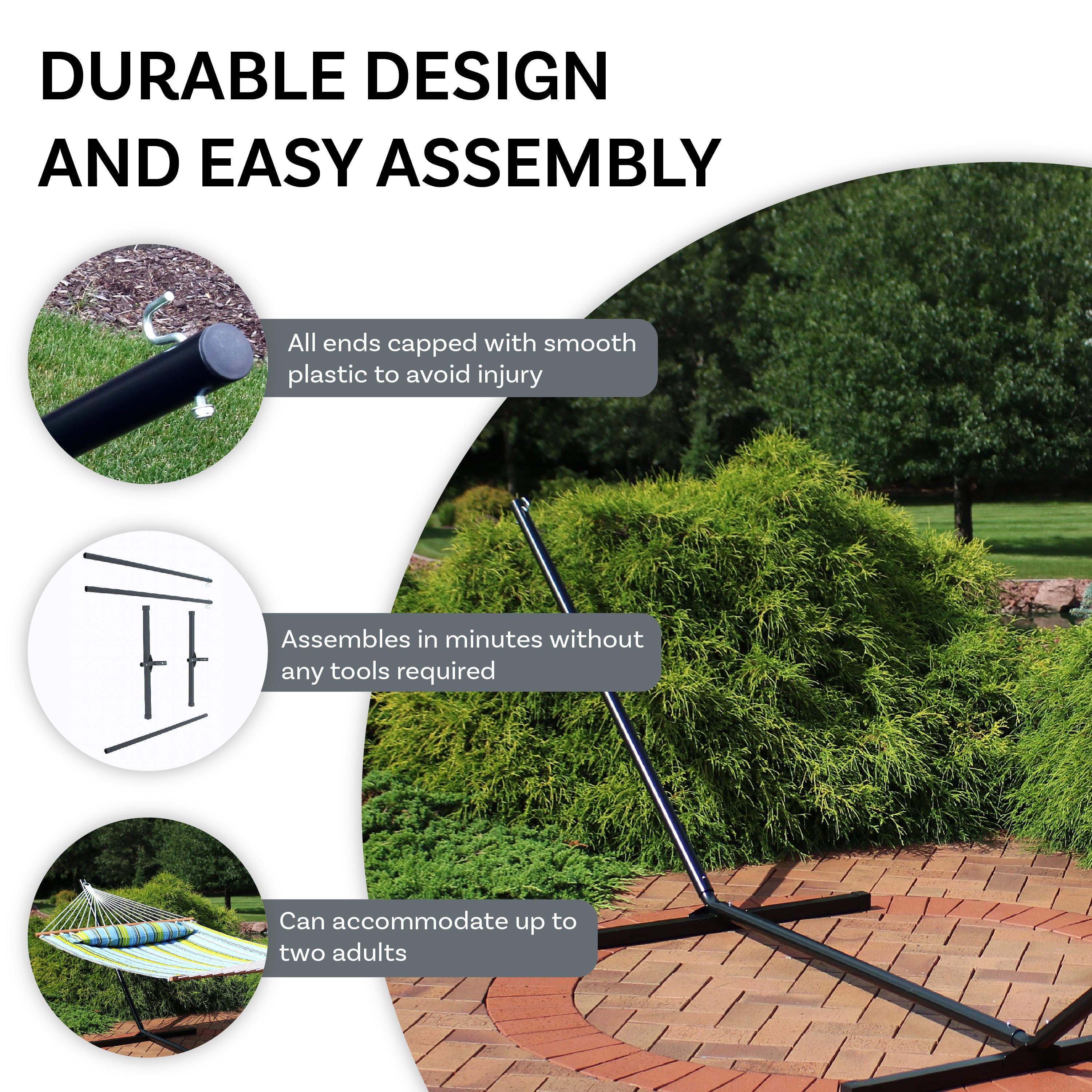 Sunnydaze Hammock Stand with Heavy-Duty Steel Beam Construction - 350 lb Weight Capacity/12' Stand