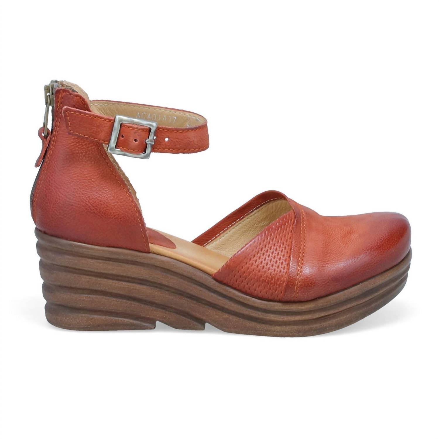 Miz Mooz Women's Acadia Wedge Sandal In Brick In Red