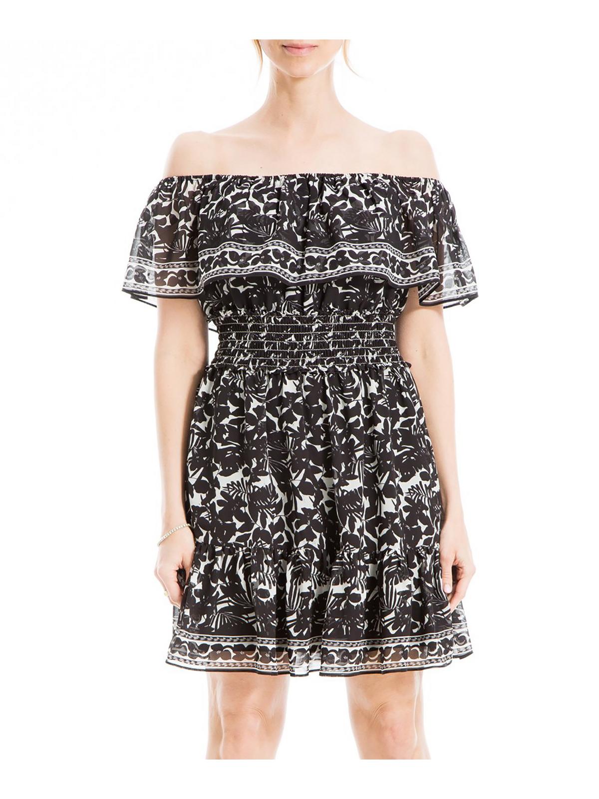 Shop Max Studio Womens Off-the-shoulder Ruffle Mini Dress In Multi