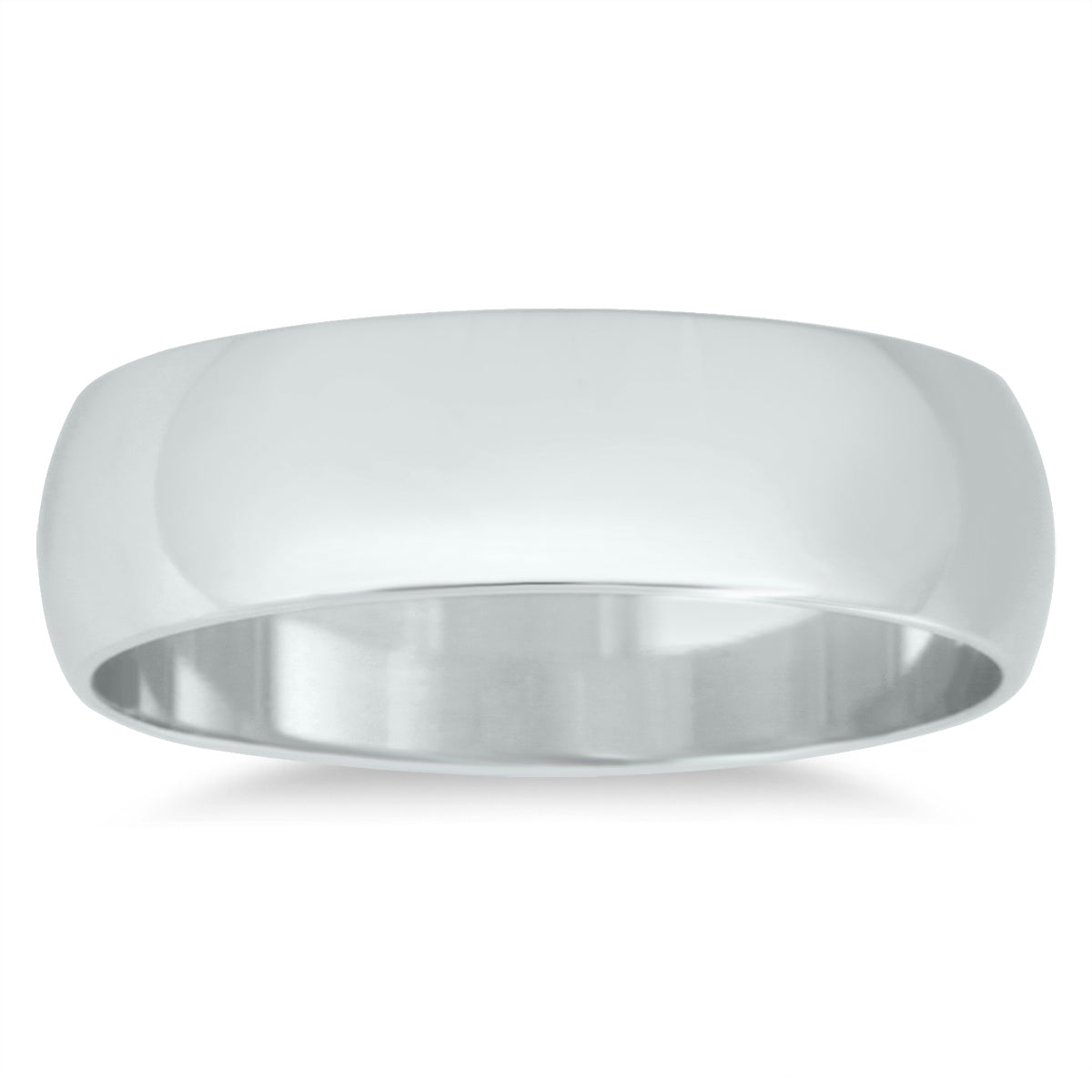 Sselects 5mm Domed Wedding Band In 14k White Gold In Metallic