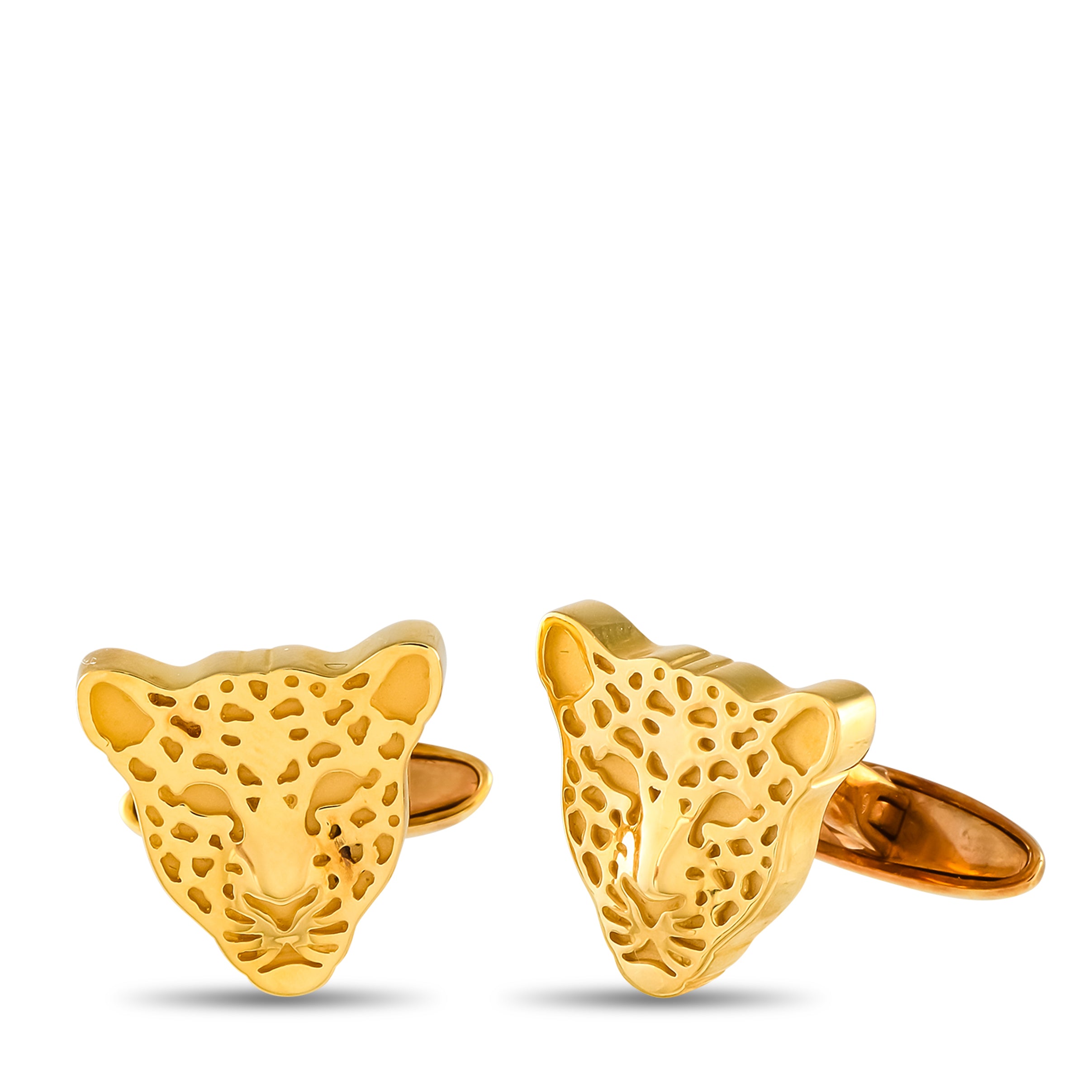 Carrera Y Carrera 18k Yellow Gold Leopard Cufflinks Ca06-032525 In Gold