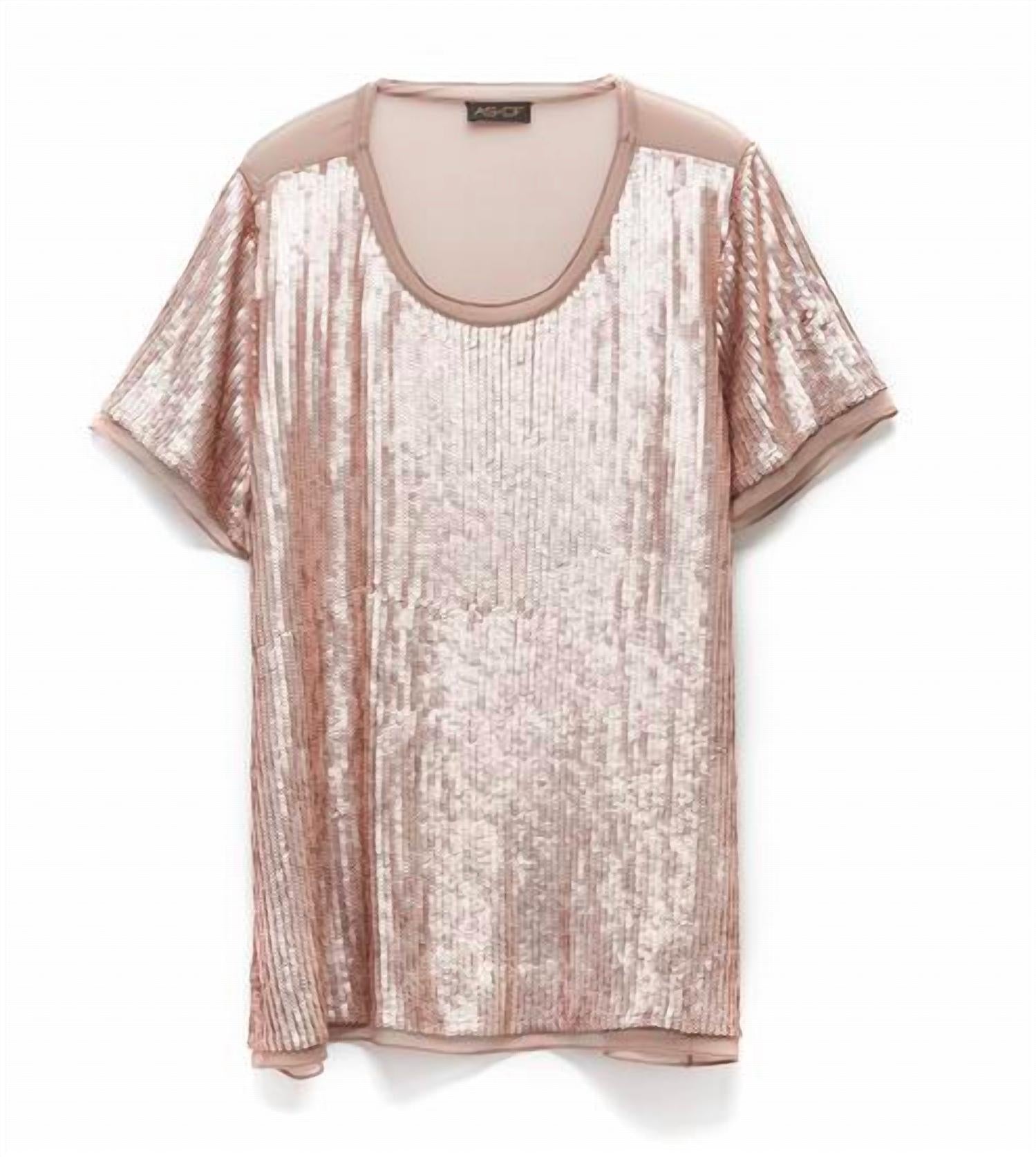 Shop As By Df Geneva Matte Sequin Tee In Moody Blush In Pink