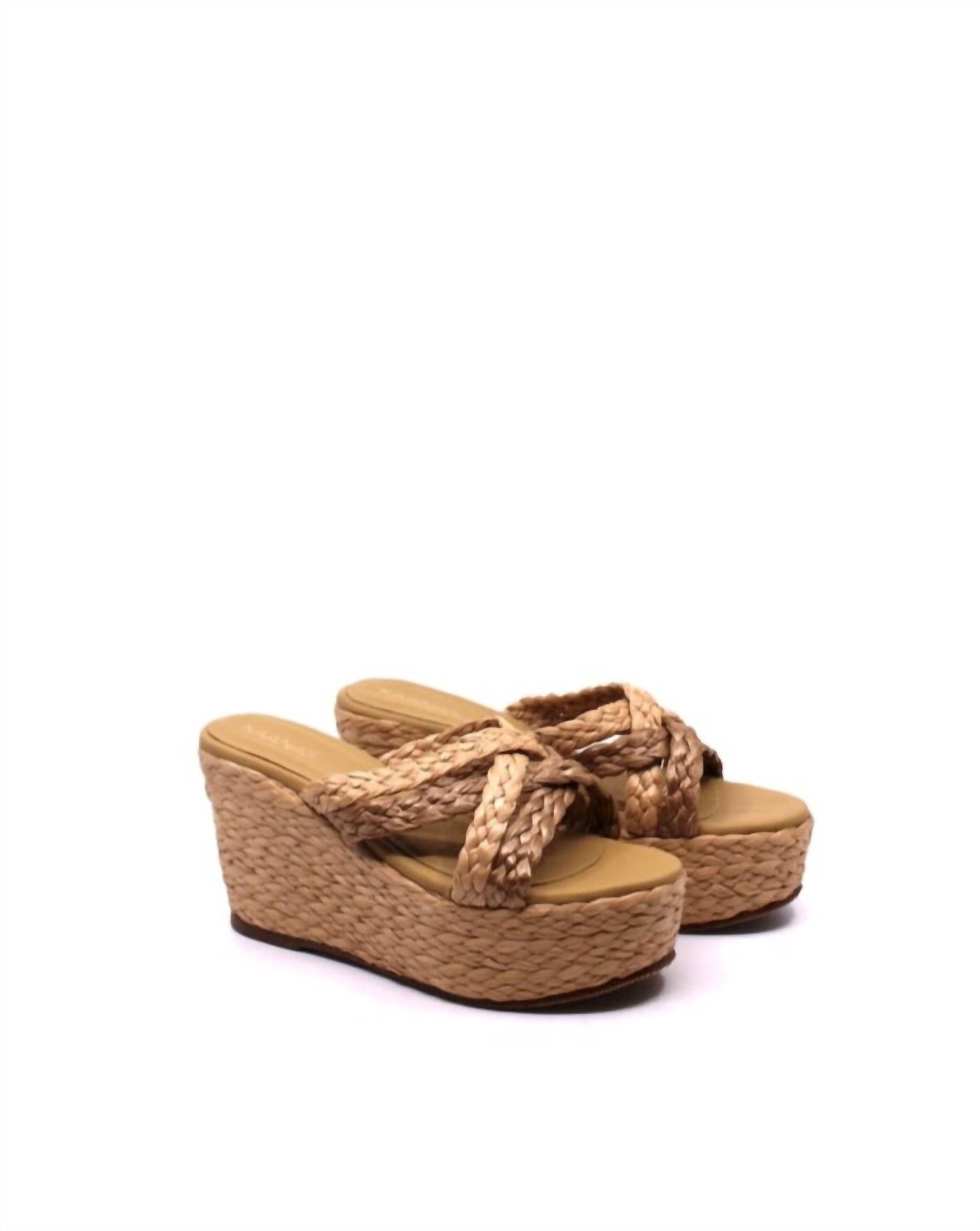 Shop Kaanas Guadalupe Raffia Wedge In Natural In Brown